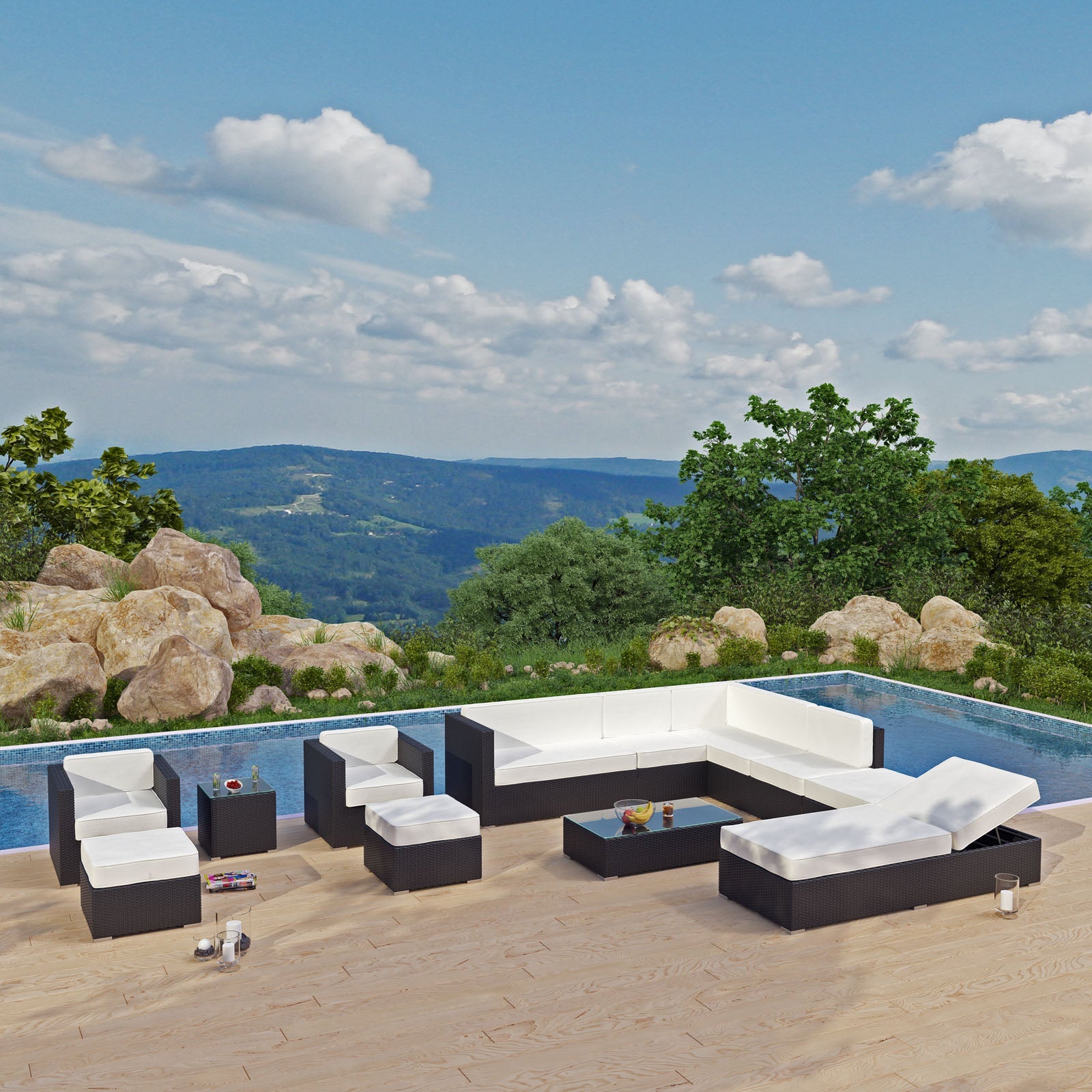 Fusion 12 Piece Outdoor Patio Sectional Set by Modway