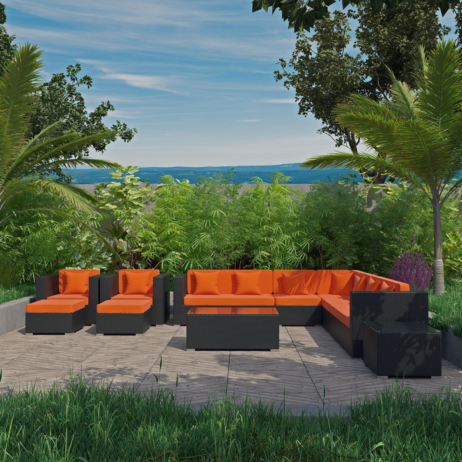 Cohesion 11 Piece Outdoor Patio Sectional Set by Modway