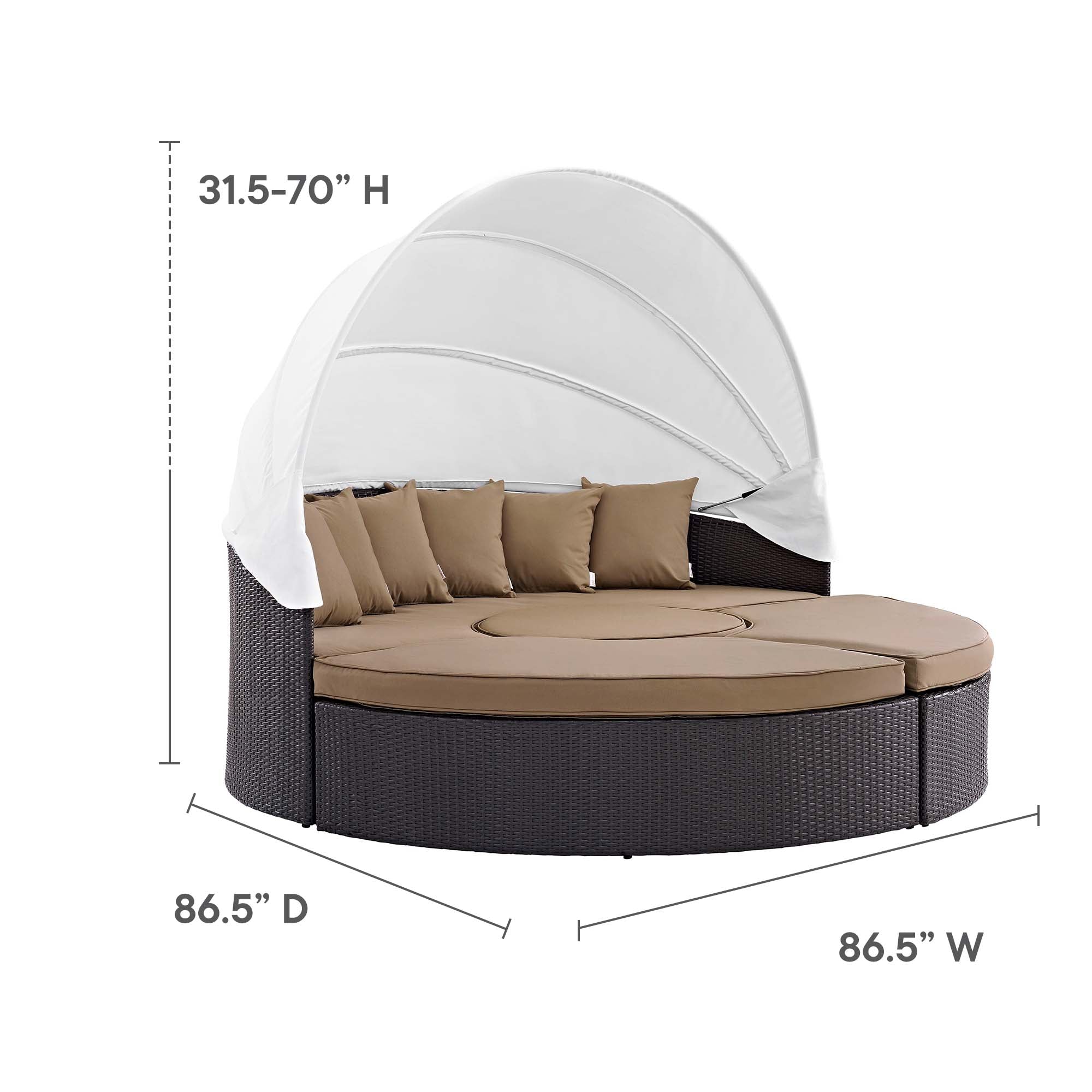 Quest Wicker Rattan Outdoor Patio Canopy Sectional Daybed by Modway