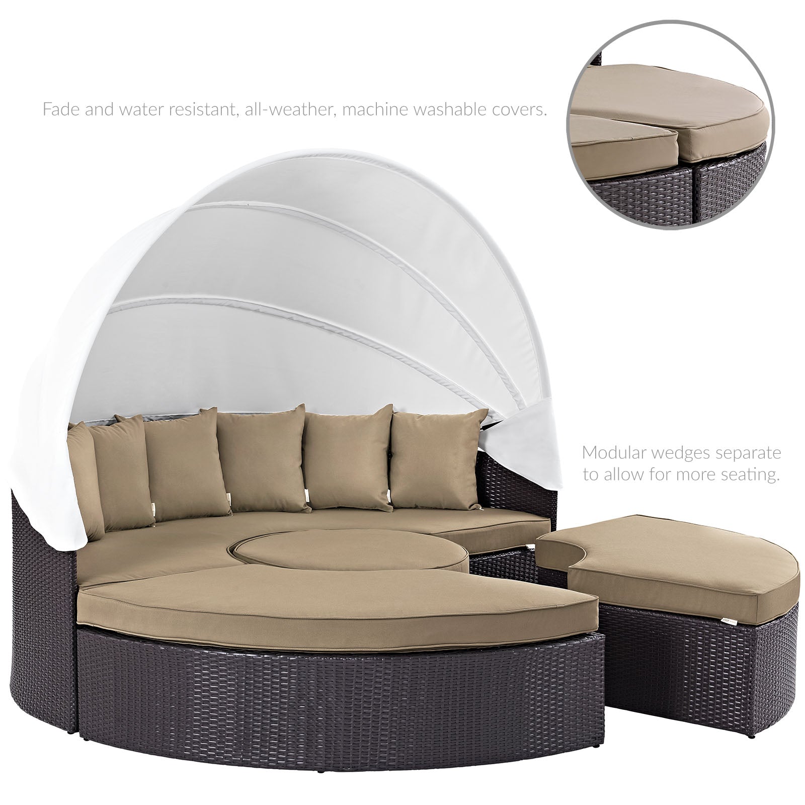 Quest Wicker Rattan Outdoor Patio Canopy Sectional Daybed by Modway