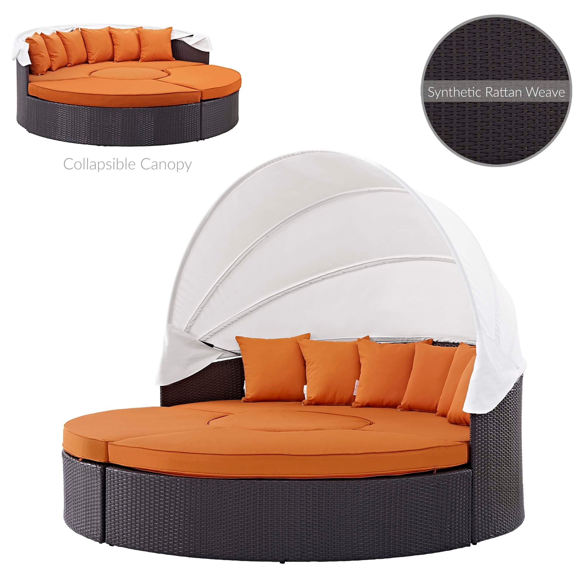 Quest Wicker Rattan Outdoor Patio Canopy Sectional Daybed by Modway