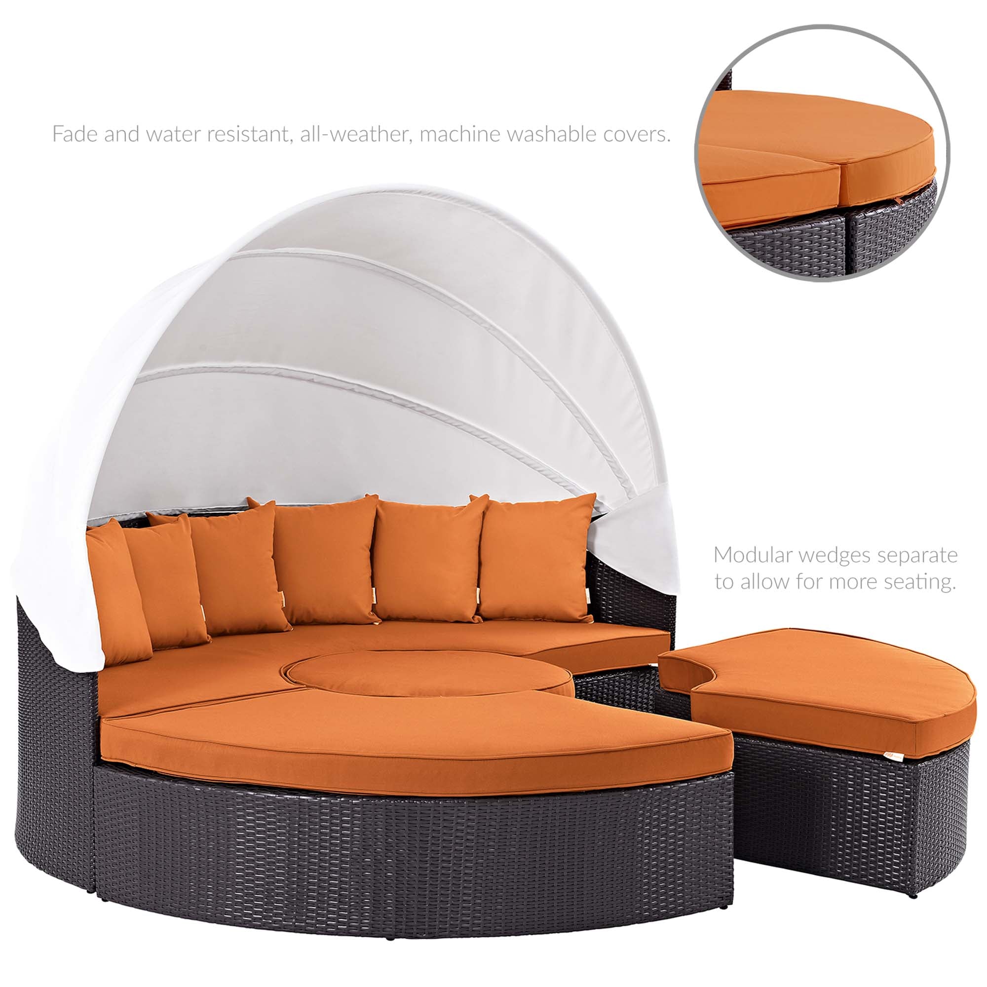 Quest Wicker Rattan Outdoor Patio Canopy Sectional Daybed by Modway