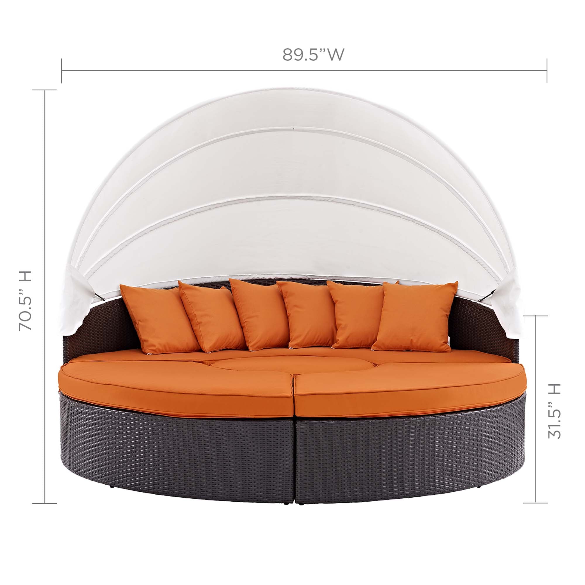 Quest Wicker Rattan Outdoor Patio Canopy Sectional Daybed by Modway