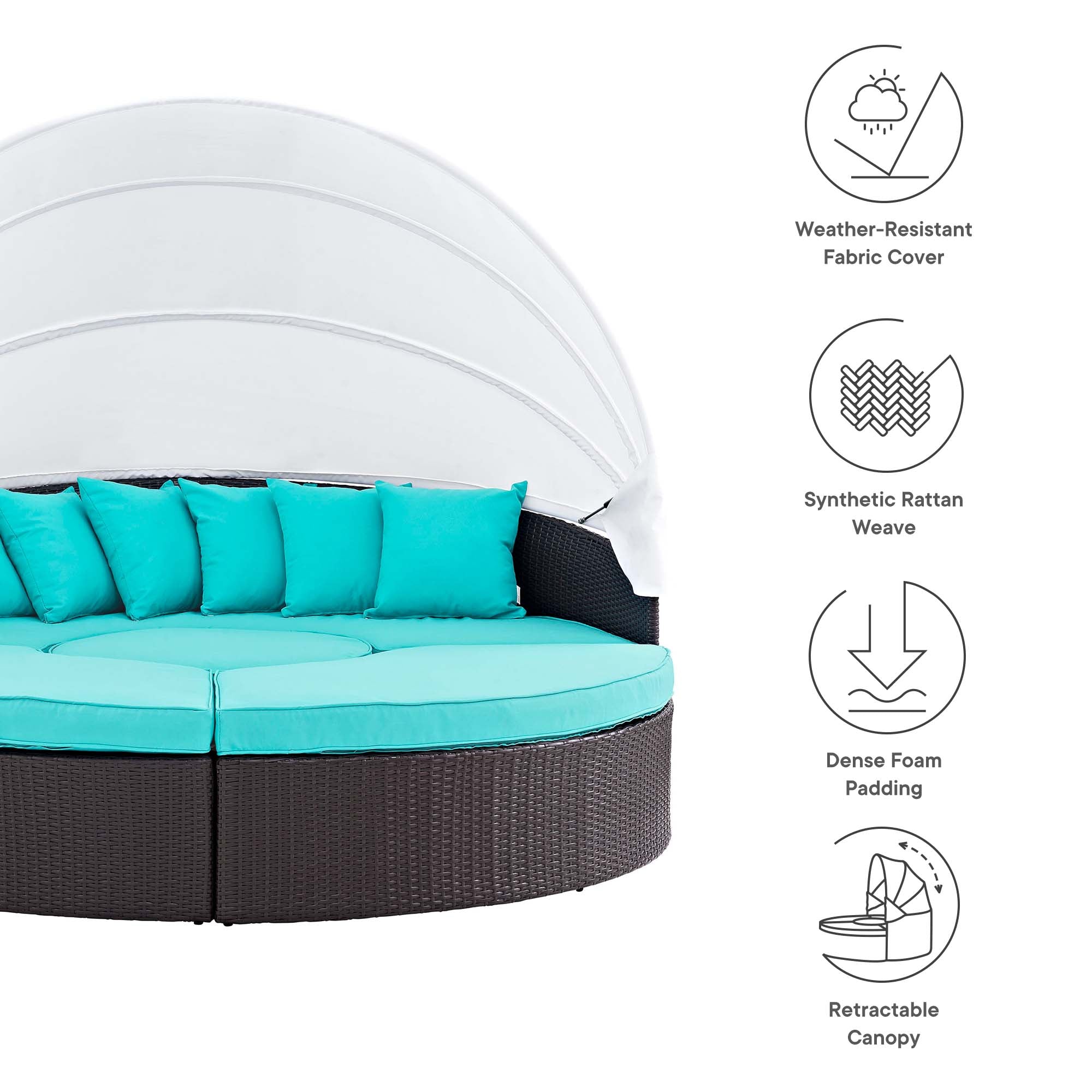 Quest Wicker Rattan Outdoor Patio Canopy Sectional Daybed by Modway