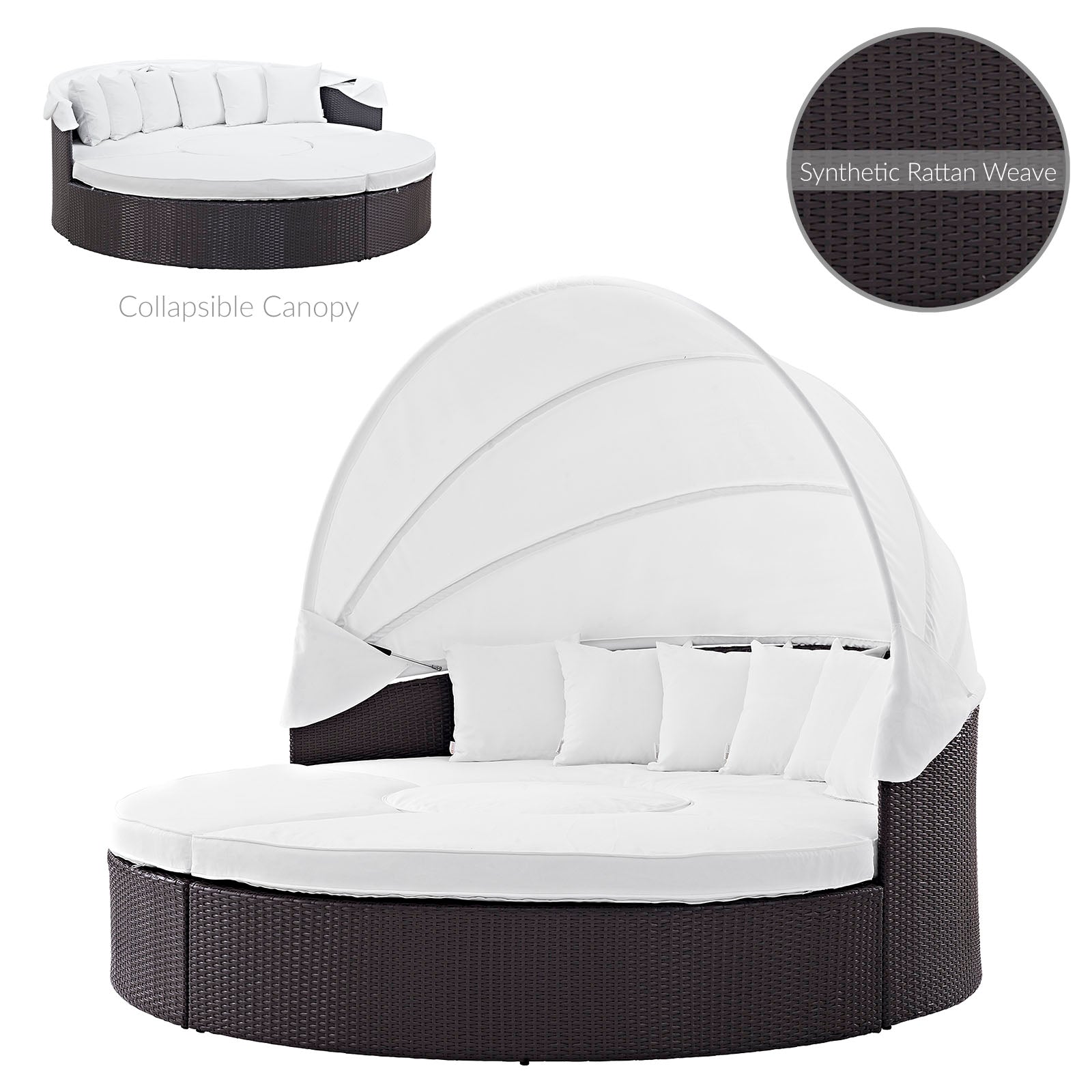 Quest Wicker Rattan Outdoor Patio Canopy Sectional Daybed by Modway