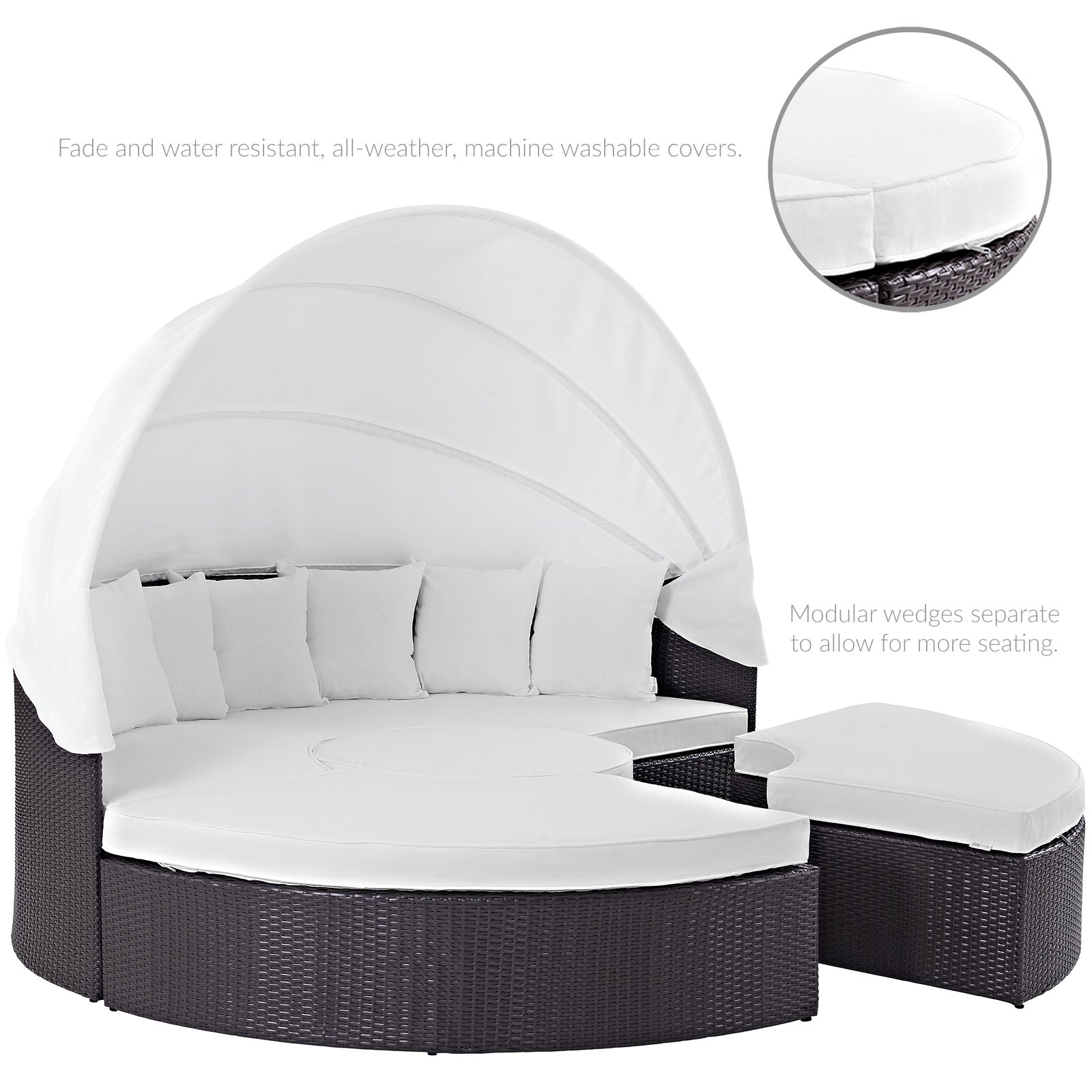 Quest Wicker Rattan Outdoor Patio Canopy Sectional Daybed by Modway