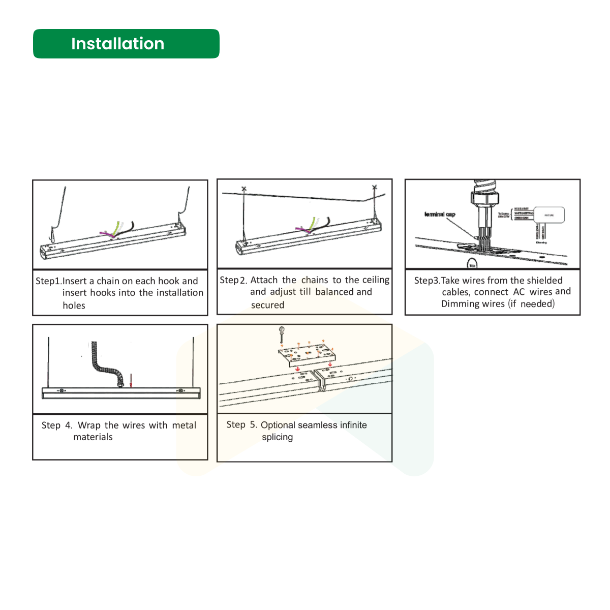 8FT Tunable Strip Linear Light, 5W-65W AC120-277V