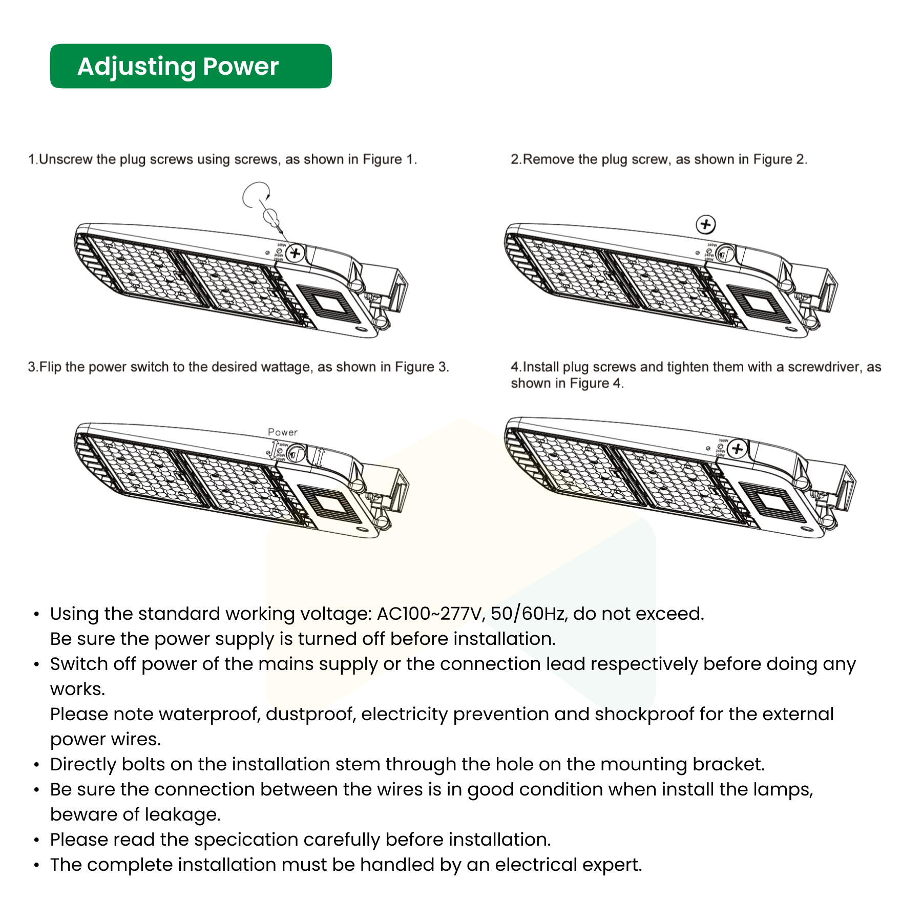 LED Shoebox Light - Direct Mount - 100W/150W Wattage Adjustable - 5000K -19500Lumens 120-277VAC - 0-10V Dimmable - IP66 - UL Listed - DLC Premium Listed - 5 Years Warranty