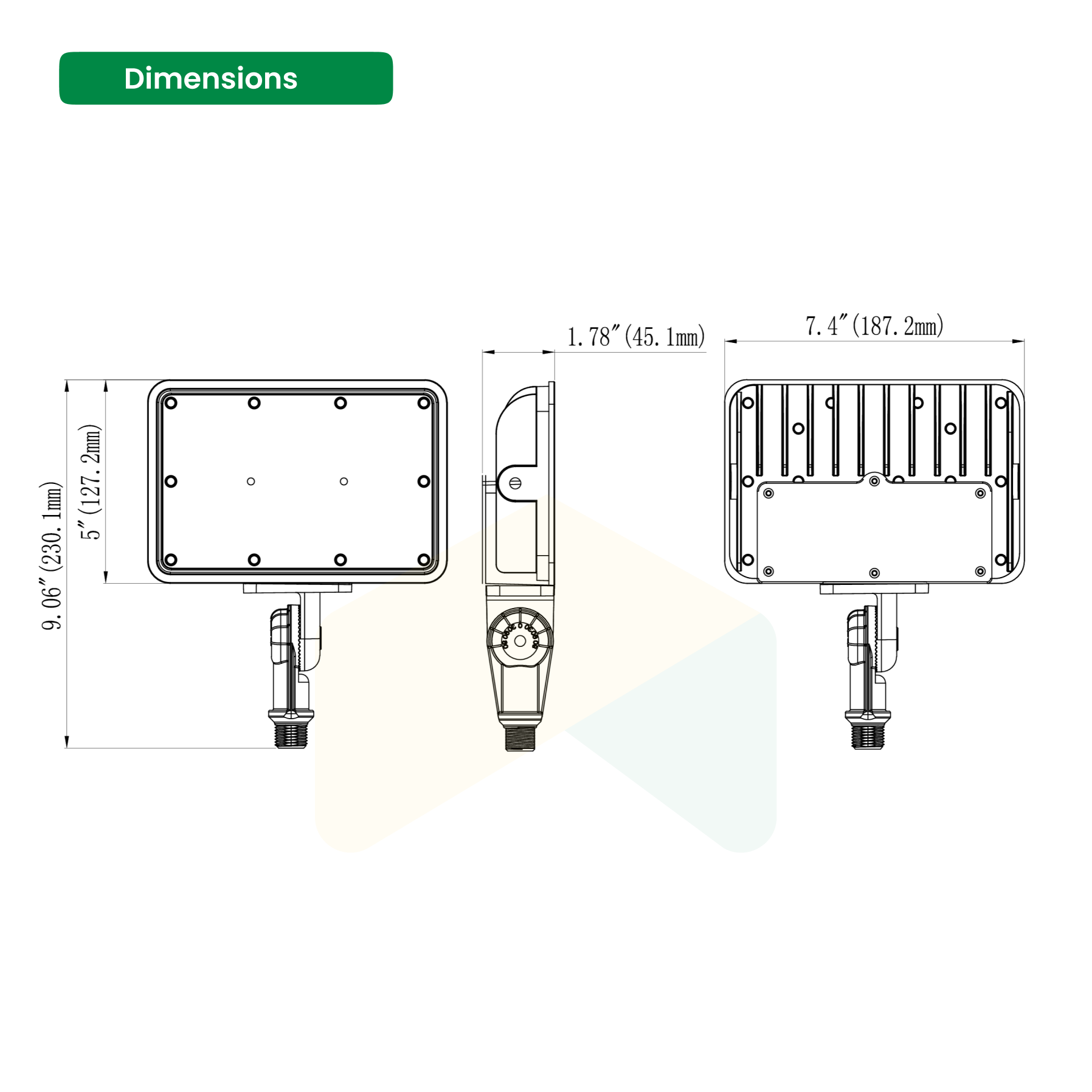30W LED Flood Light - 5000K, Knuckle Mount, 1-10V Dimming, AC120-277V, 4350 Lumens, UL, DLC Premium Listed