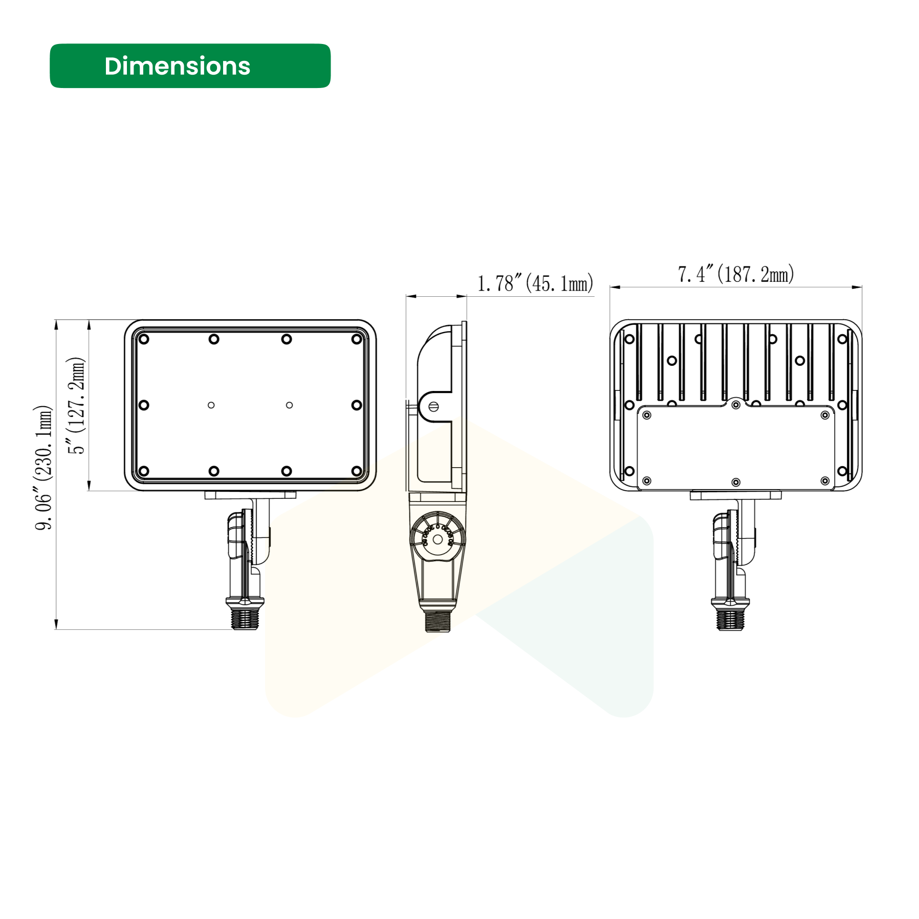 LED Outdoor Flood Light Super Bright - 30W   5000K, Direct Mount  1-10V Dimming, AC120-277V, 4350 Lumens,