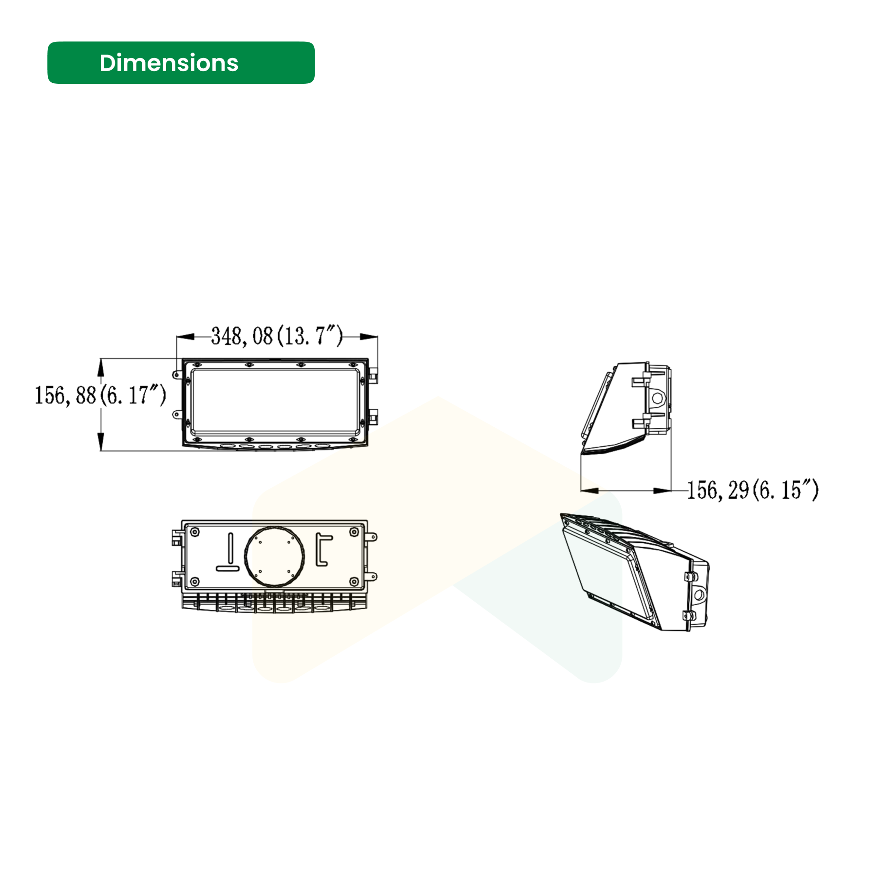 LED Semi Cutoff Wall Pack Light - 100W - 5000K - 14300 Lumens - AC120-277V 0-10V Dimmable - IP66 - UL Listed - DLC Premium Listed - 5 Years Warranty