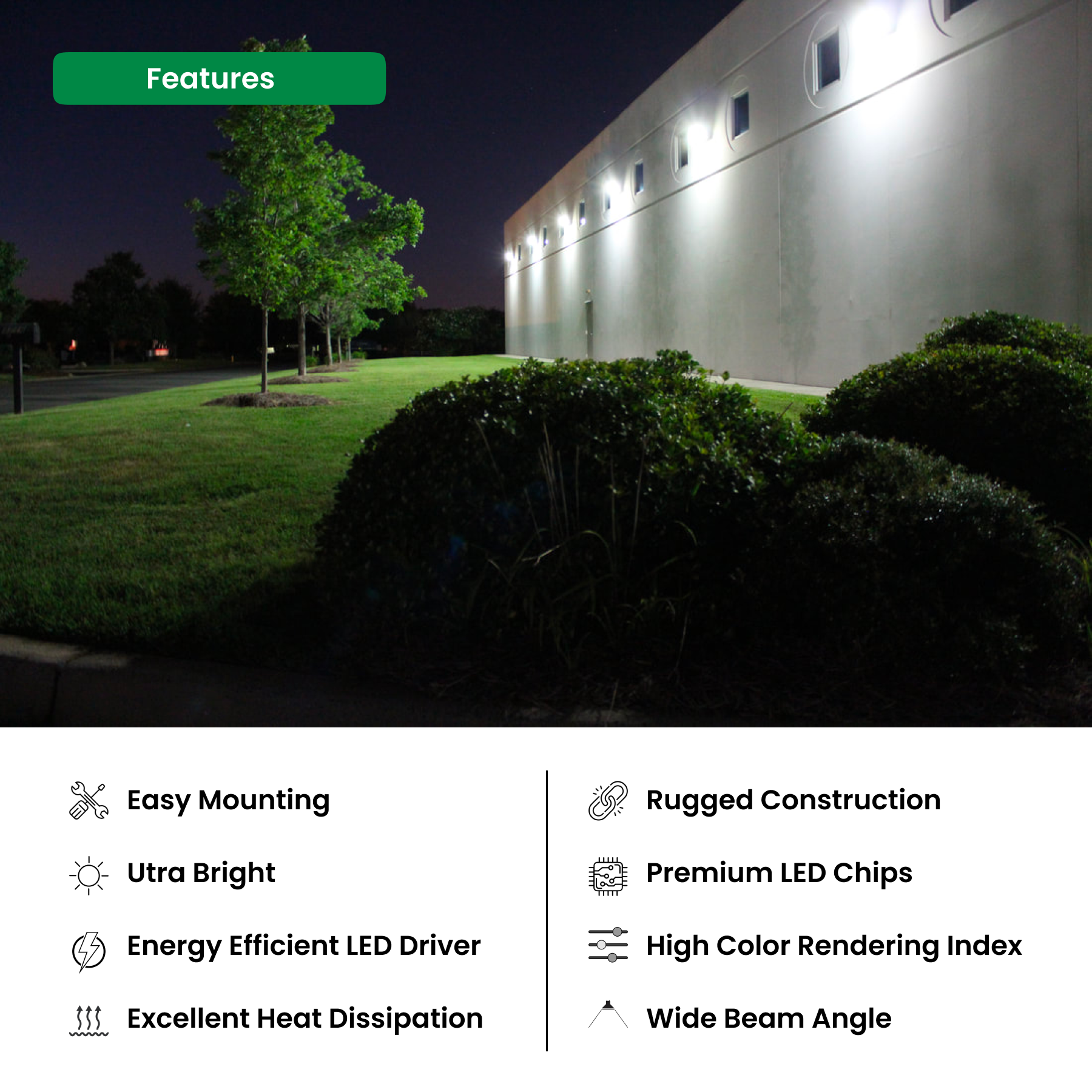 LED Wall Pack with Photocell - 100W - 5000K - 120-277VAC - 0-10V Dimmable - UL Listed - 5 Years Warranty