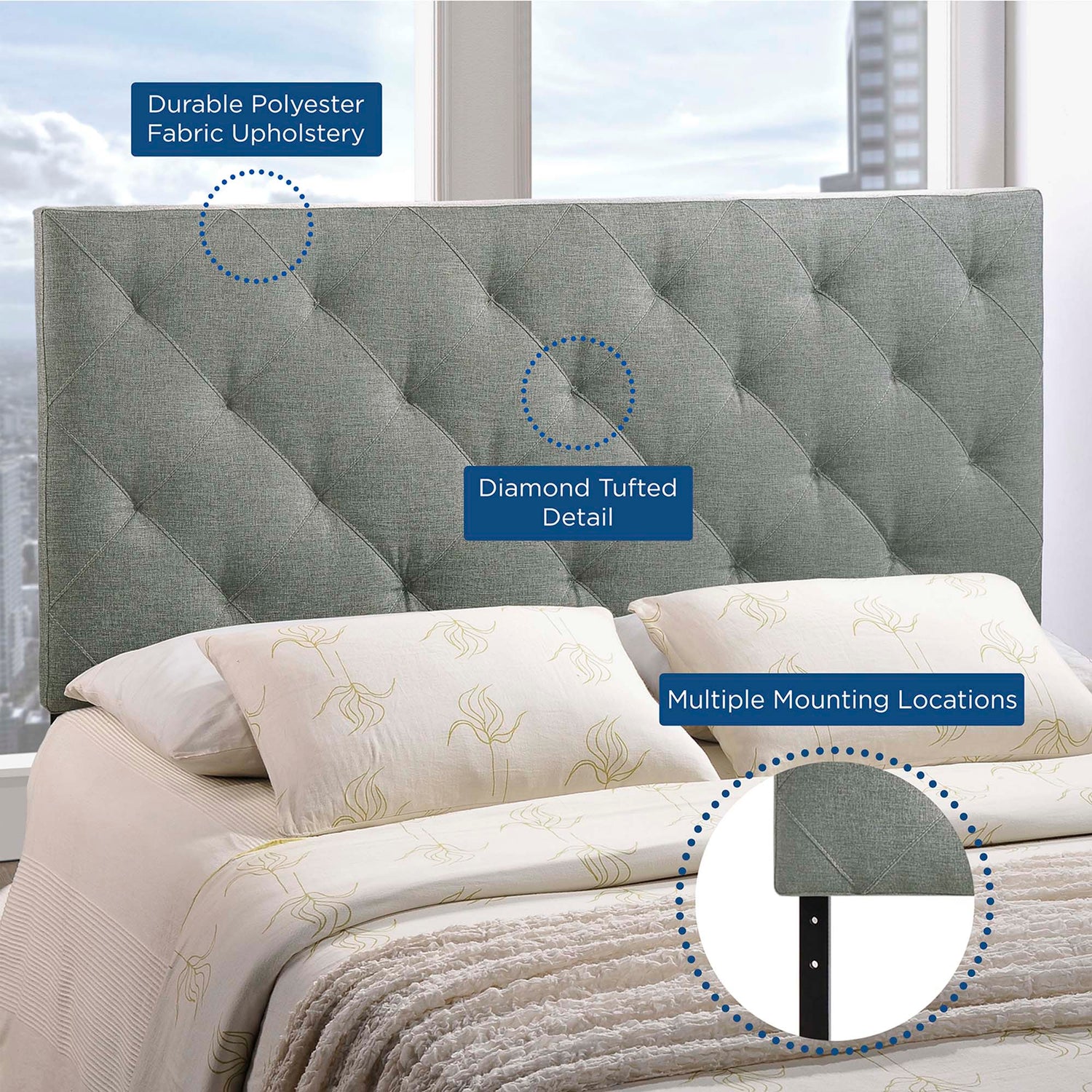 Theodore Upholstered Fabric Headboard by Modway