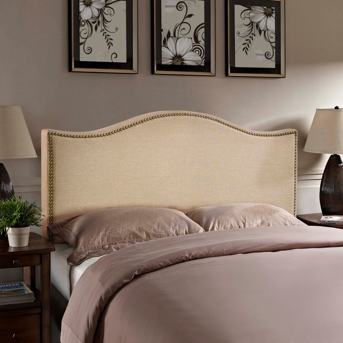 Curl Nailhead Upholstered Headboard by Modway