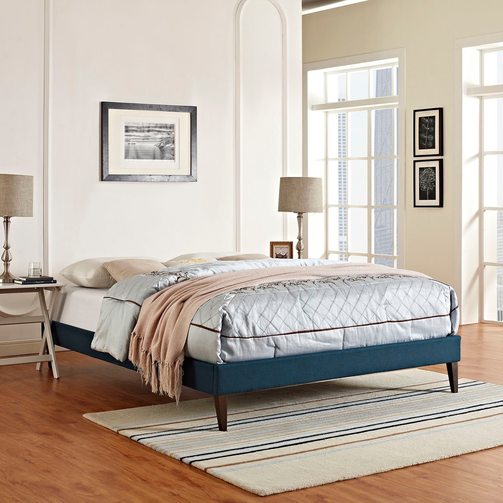 Sharon Fabric Bed Frame with Squared Tapered Legs by Modway