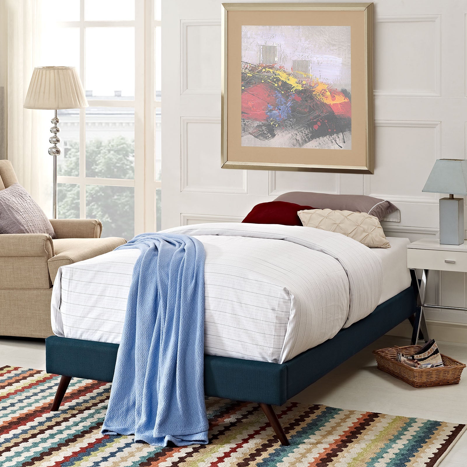Helen Fabric Bed Frame with Round Splayed Legs by Modway