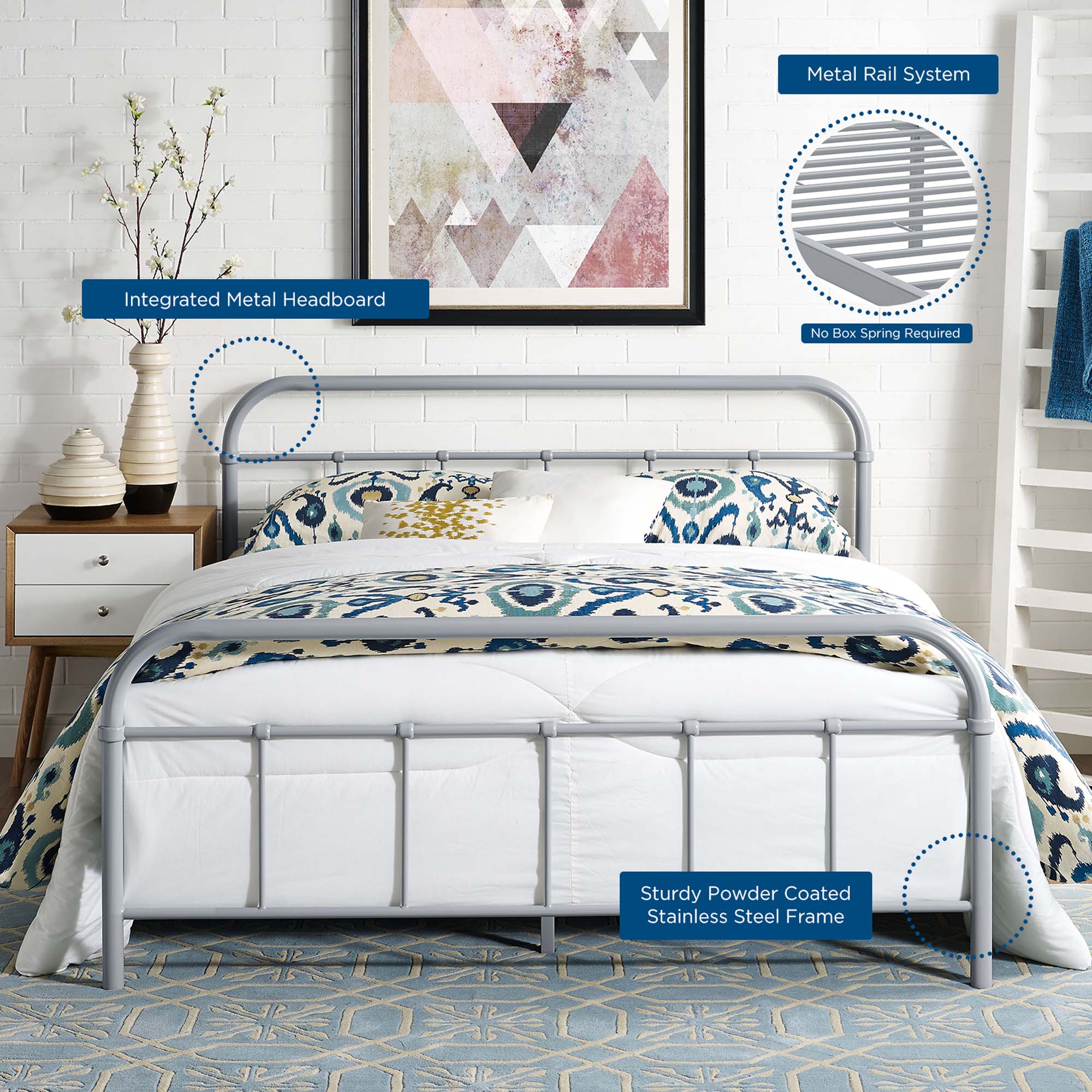 Maisie Stainless Steel Bed Frame by Modway