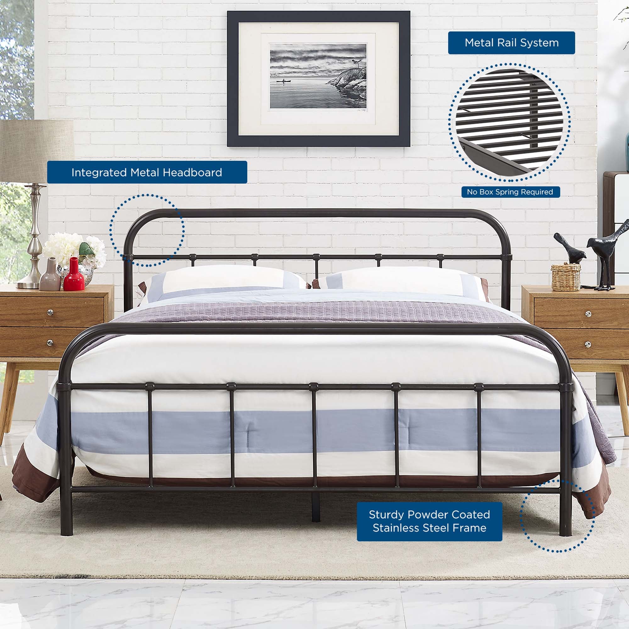 Maisie Stainless Steel Bed Frame by Modway
