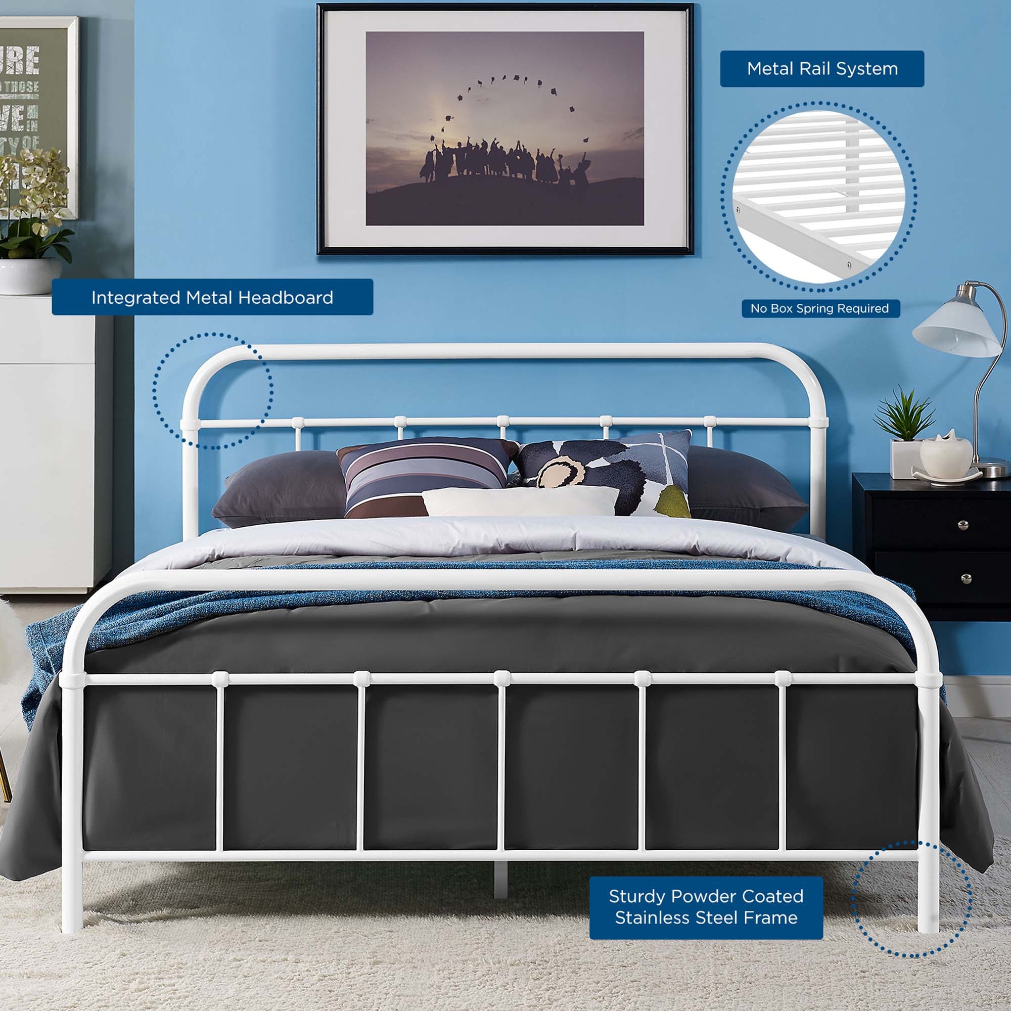 Maisie Stainless Steel Bed Frame by Modway