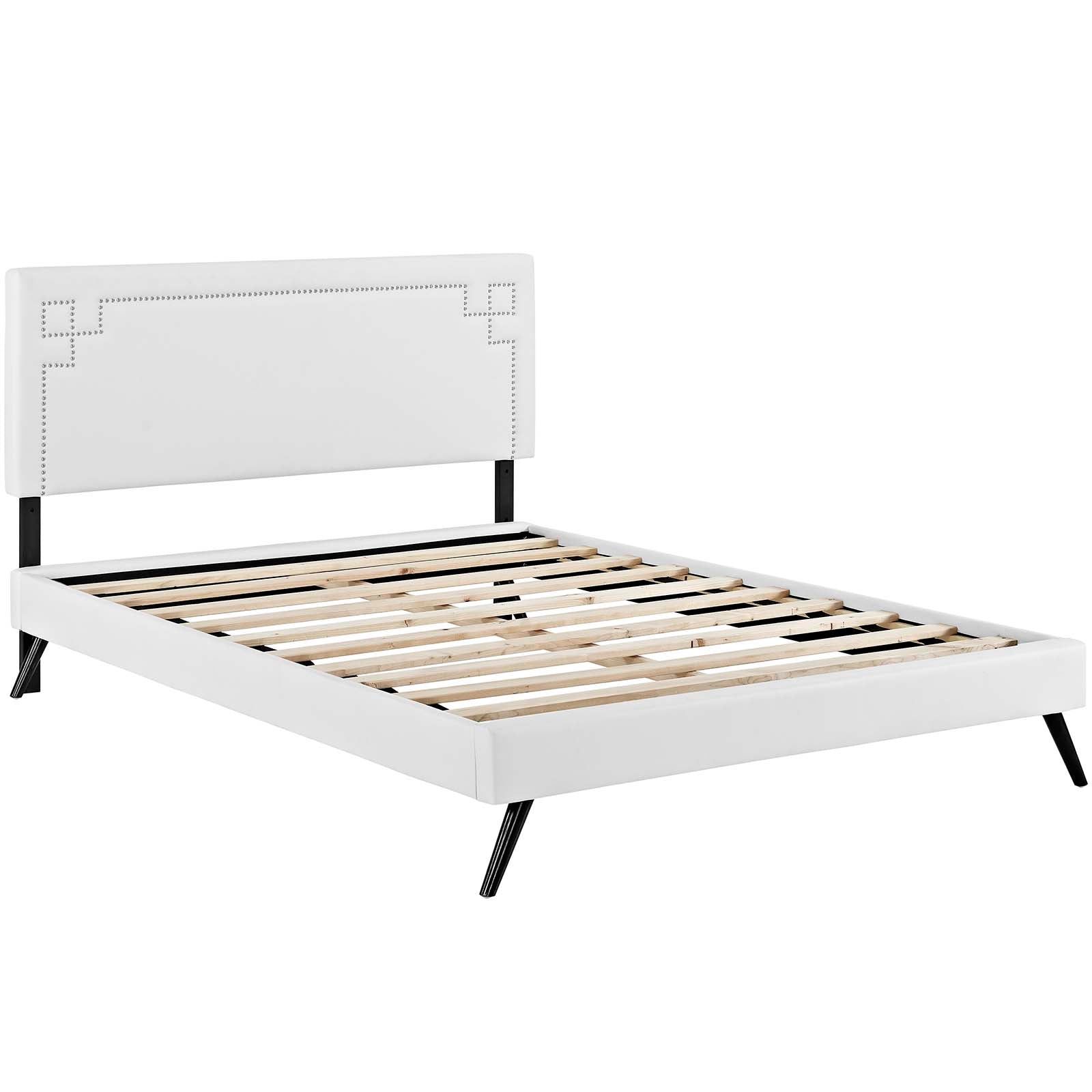 Josie Vinyl Full Platform Bed with Round Splayed Legs by Modway