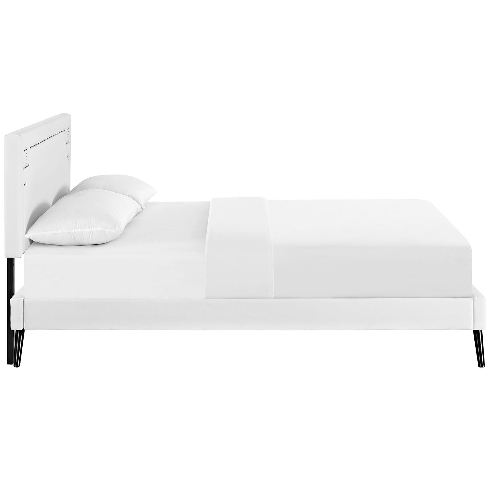 Josie Vinyl Full Platform Bed with Round Splayed Legs by Modway
