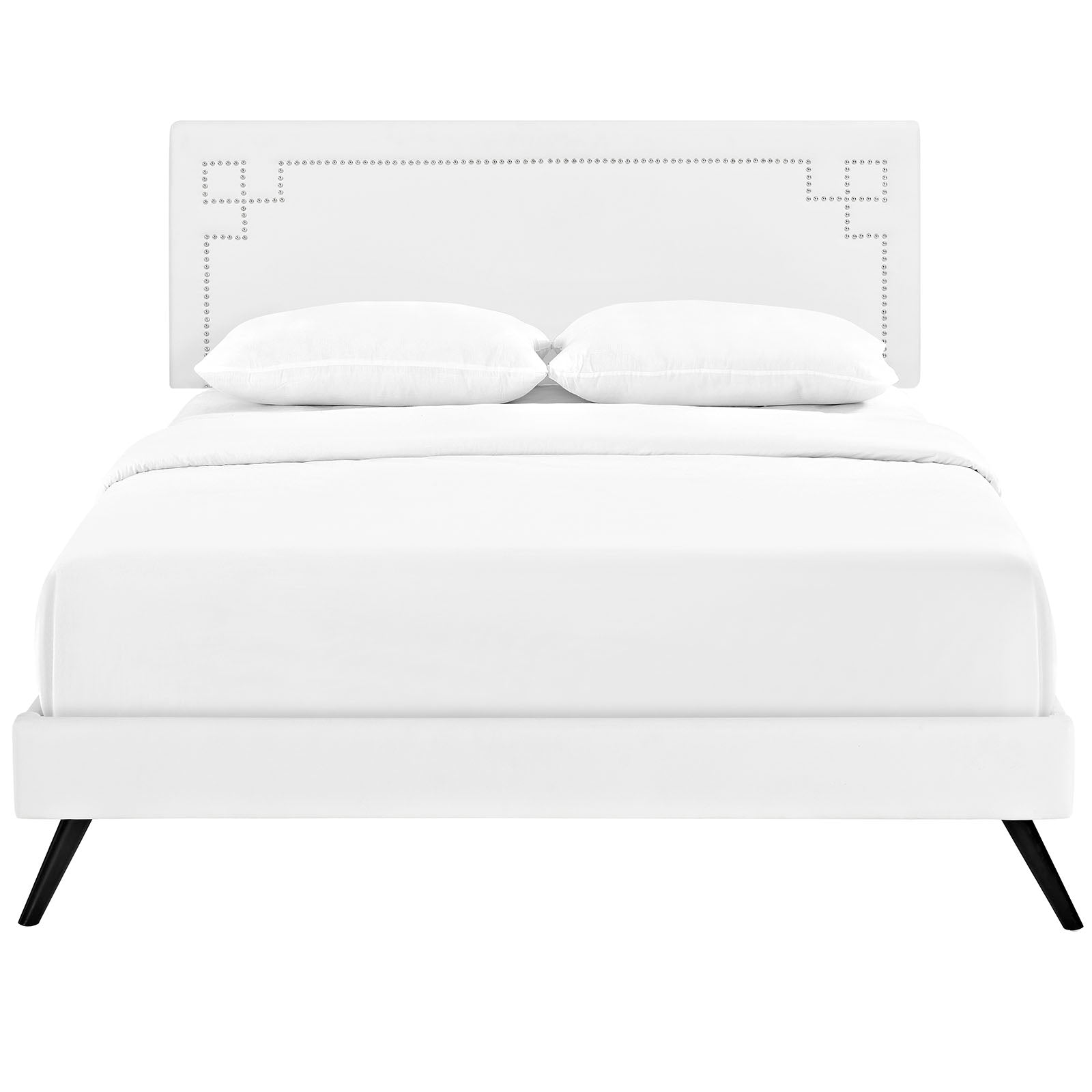 Josie Vinyl Full Platform Bed with Round Splayed Legs by Modway