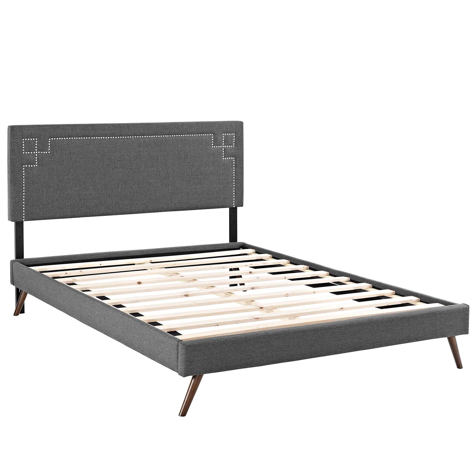 Josie Fabric Queen Platform Bed with Round Splayed Legs by Modway