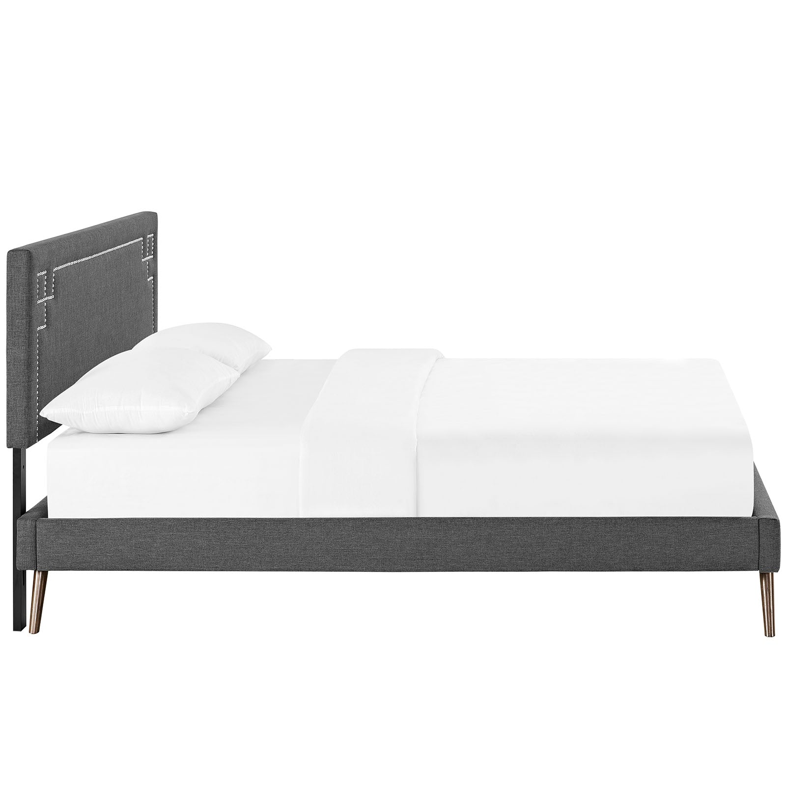 Josie Fabric Queen Platform Bed with Round Splayed Legs by Modway