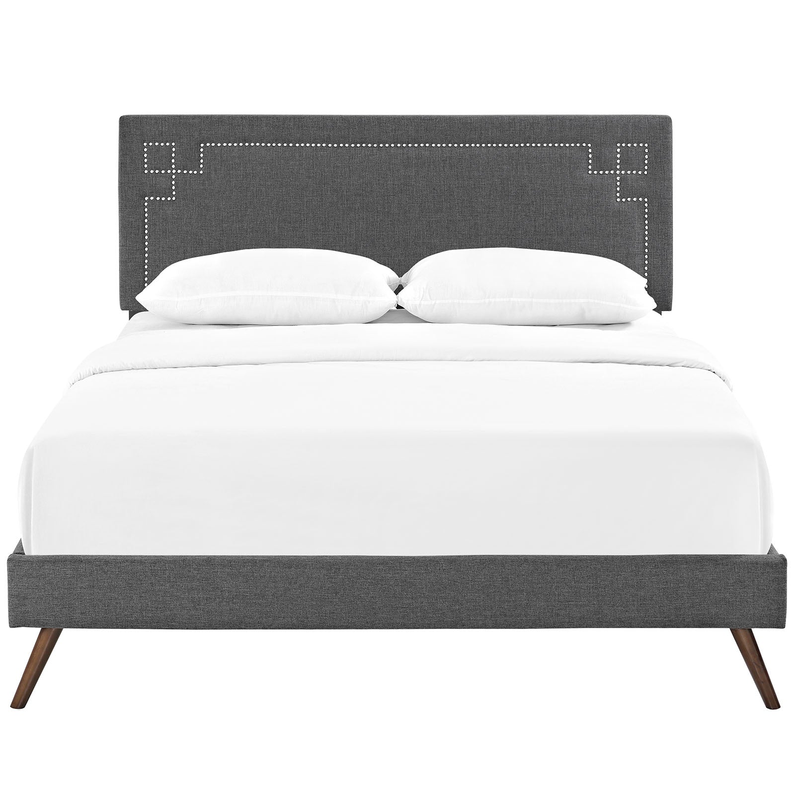 Josie Fabric Queen Platform Bed with Round Splayed Legs by Modway