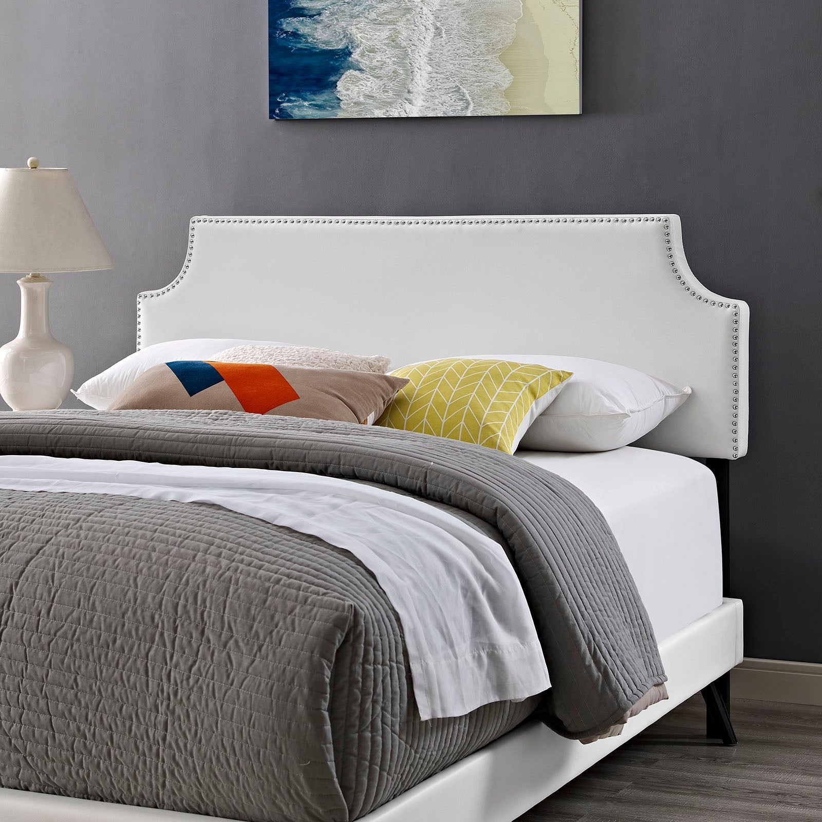 Laura Fabric Platform Bed with Round Splayed Legs by Modway