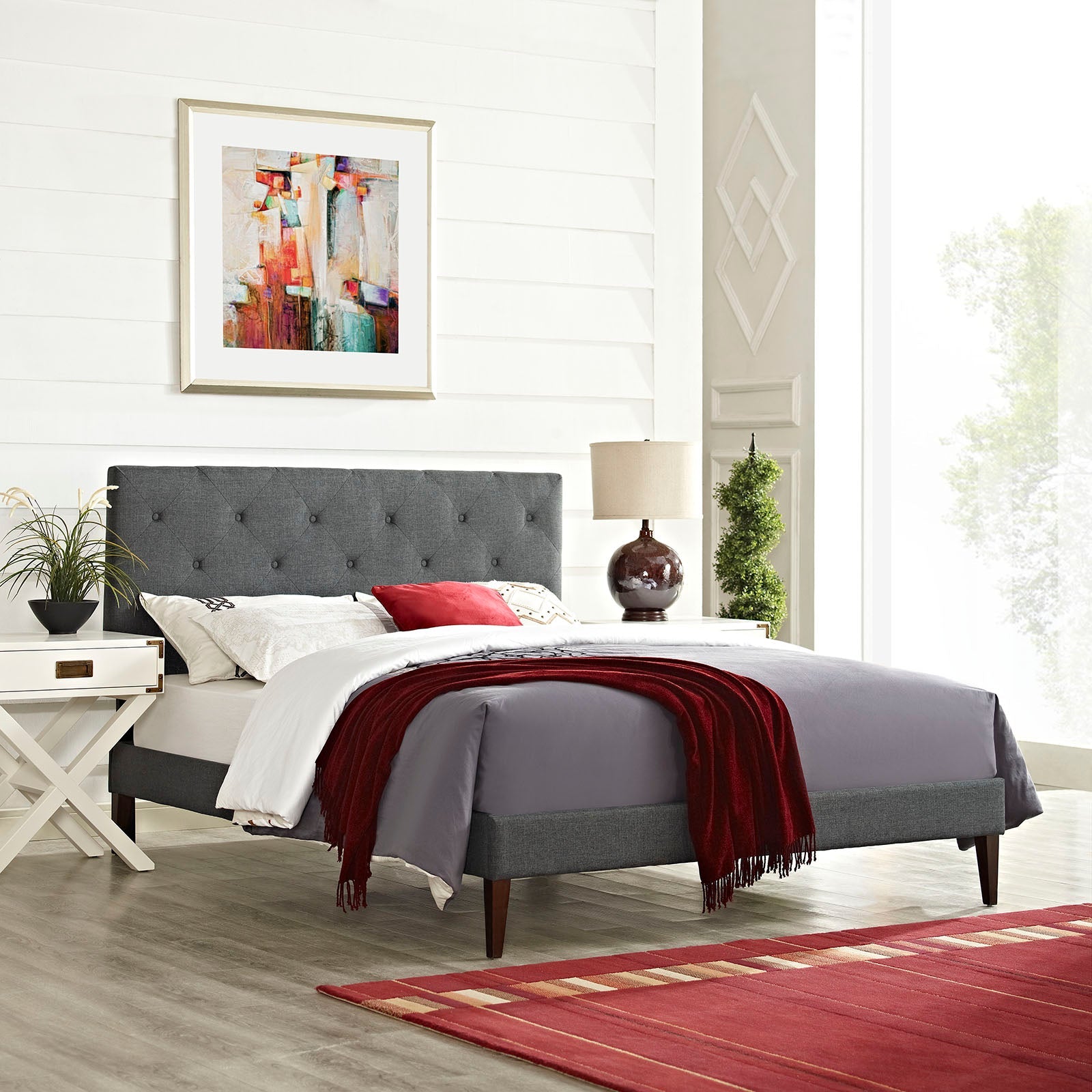 Terisa Fabric Platform Bed with Squared Tapered Legs by Modway