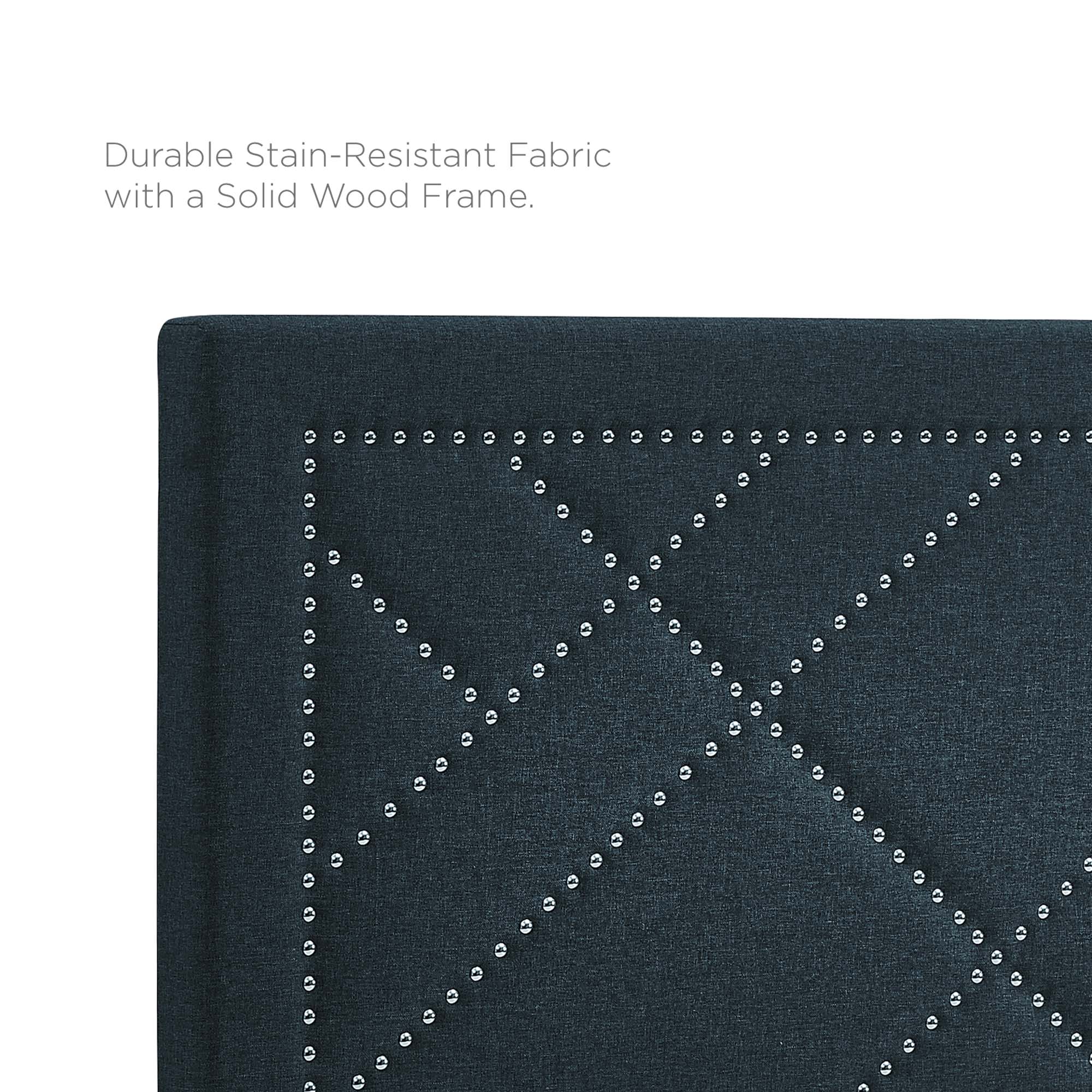 Reese Nailhead Upholstered Linen Fabric Headboard by Modway