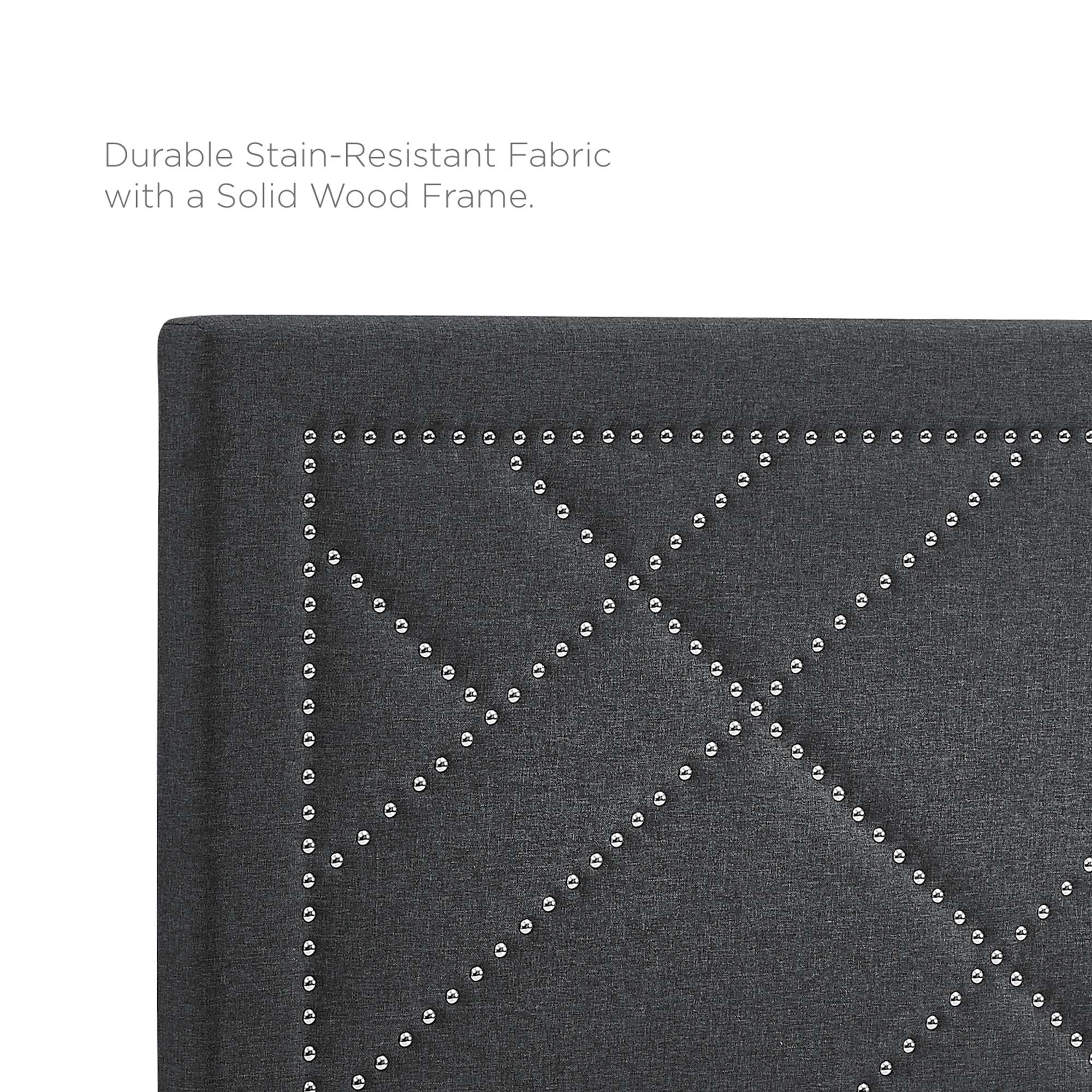 Reese Nailhead Upholstered Linen Fabric Headboard by Modway