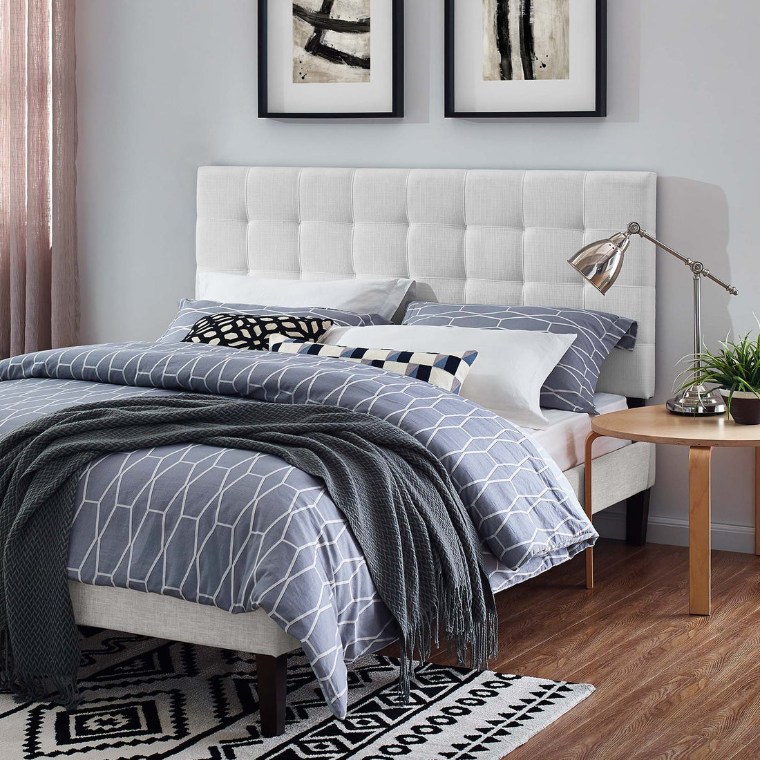 Paisley Tufted Upholstered Linen Fabric Headboard by Modway