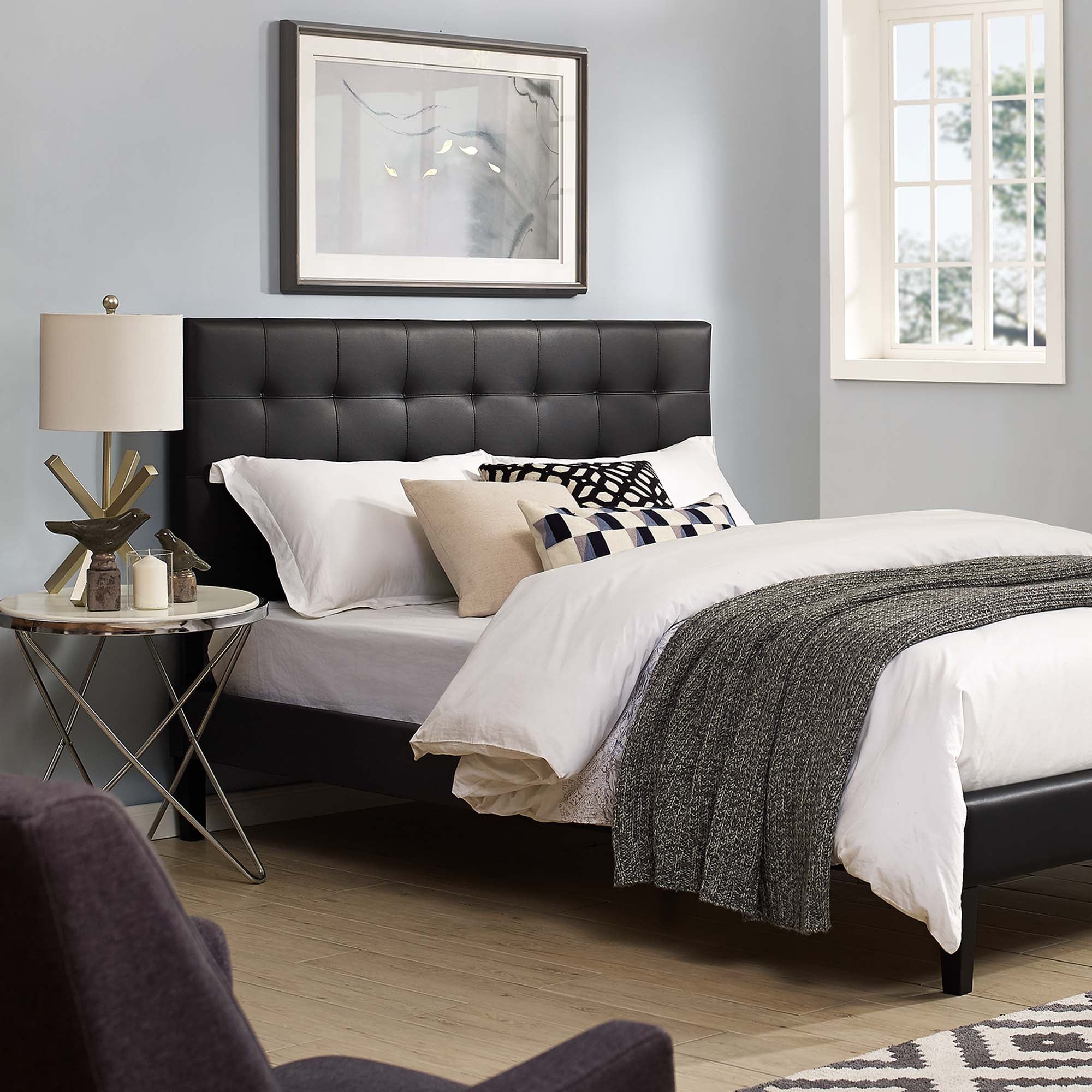 Paisley Tufted Upholstered Faux Leather Headboard by Modway