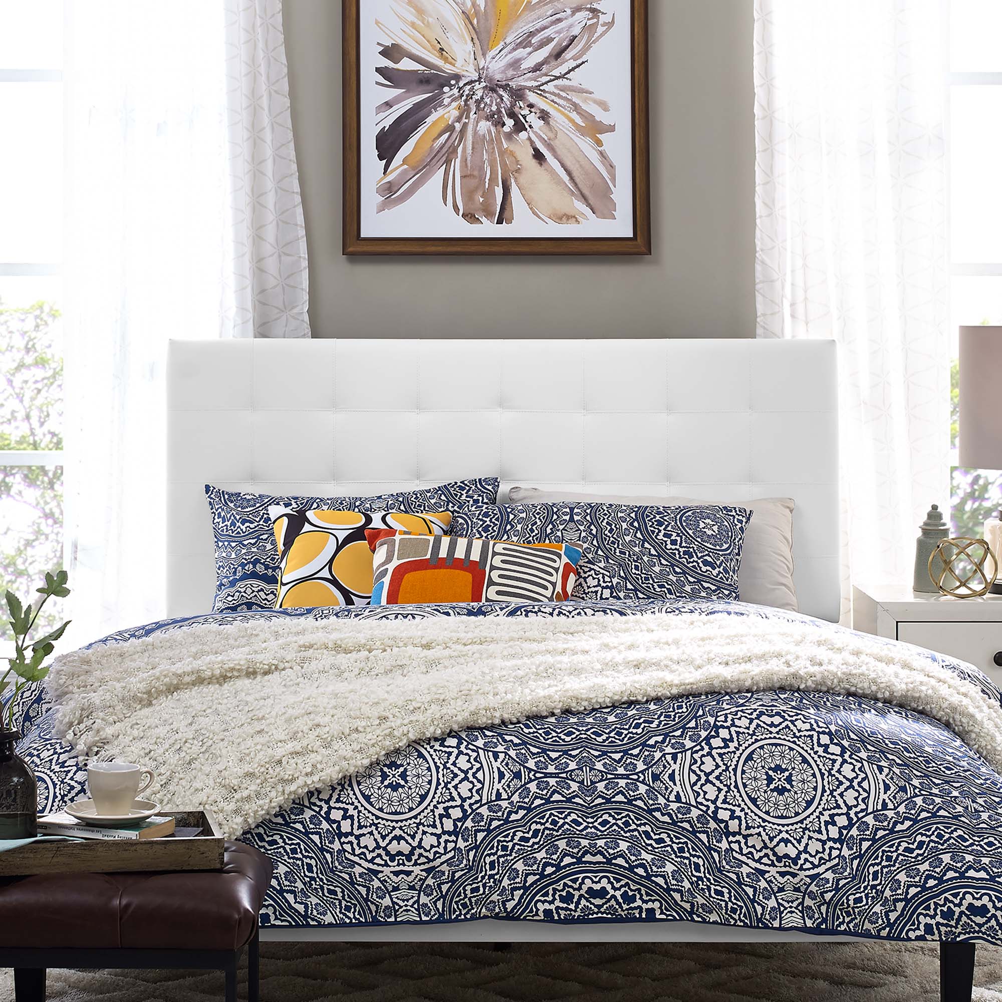 Paisley Tufted Upholstered Faux Leather Headboard by Modway