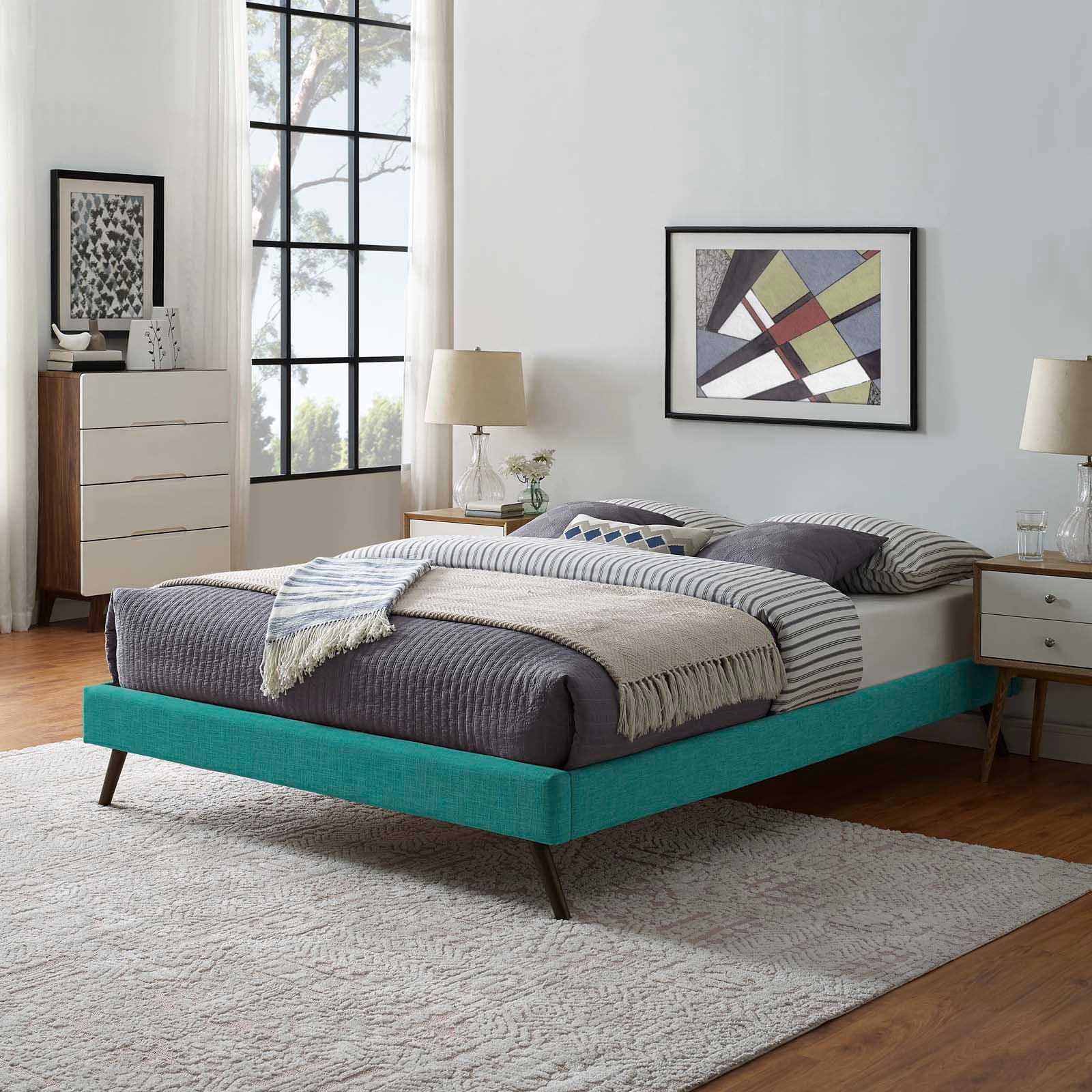 Loryn Fabric Bed Frame with Round Splayed Legs by Modway
