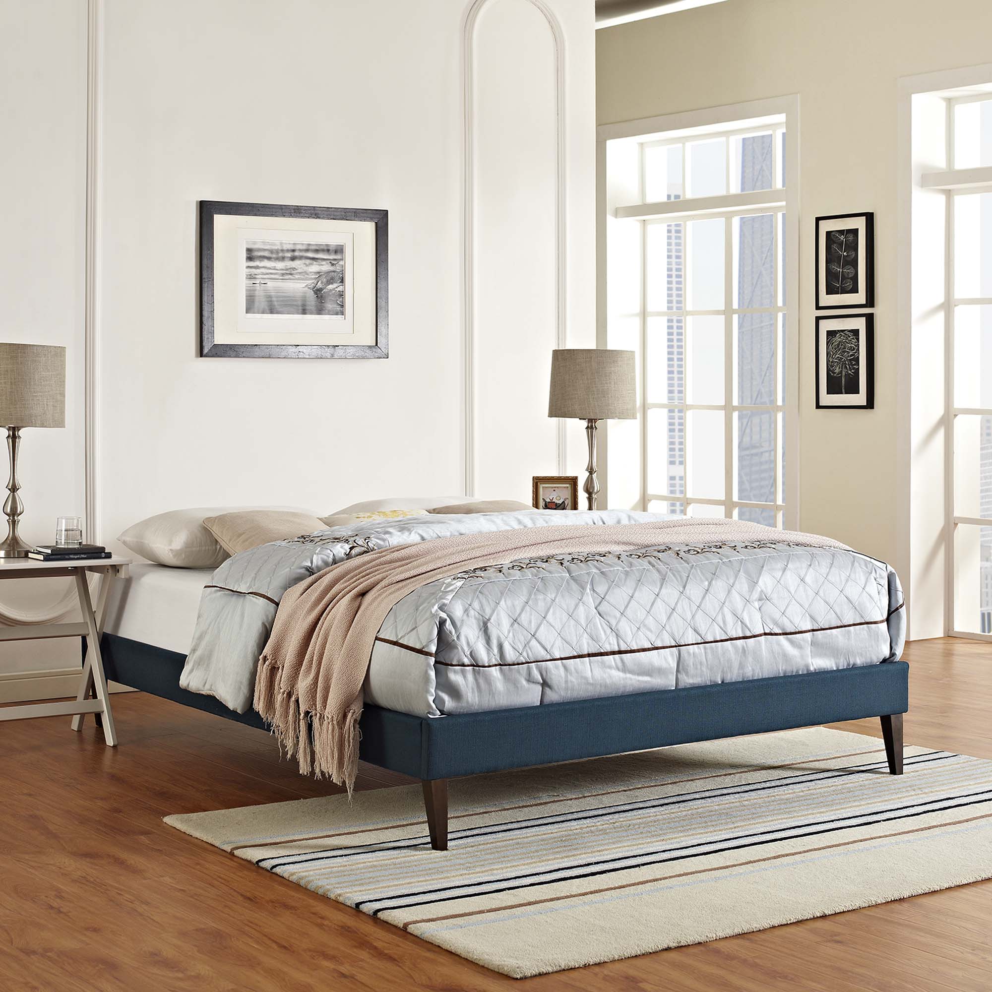 Tessie Fabric Bed Frame with Squared Tapered Legs by Modway