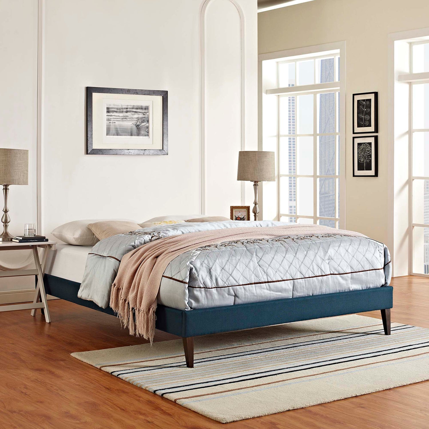 Tessie Fabric Bed Frame with Squared Tapered Legs by Modway