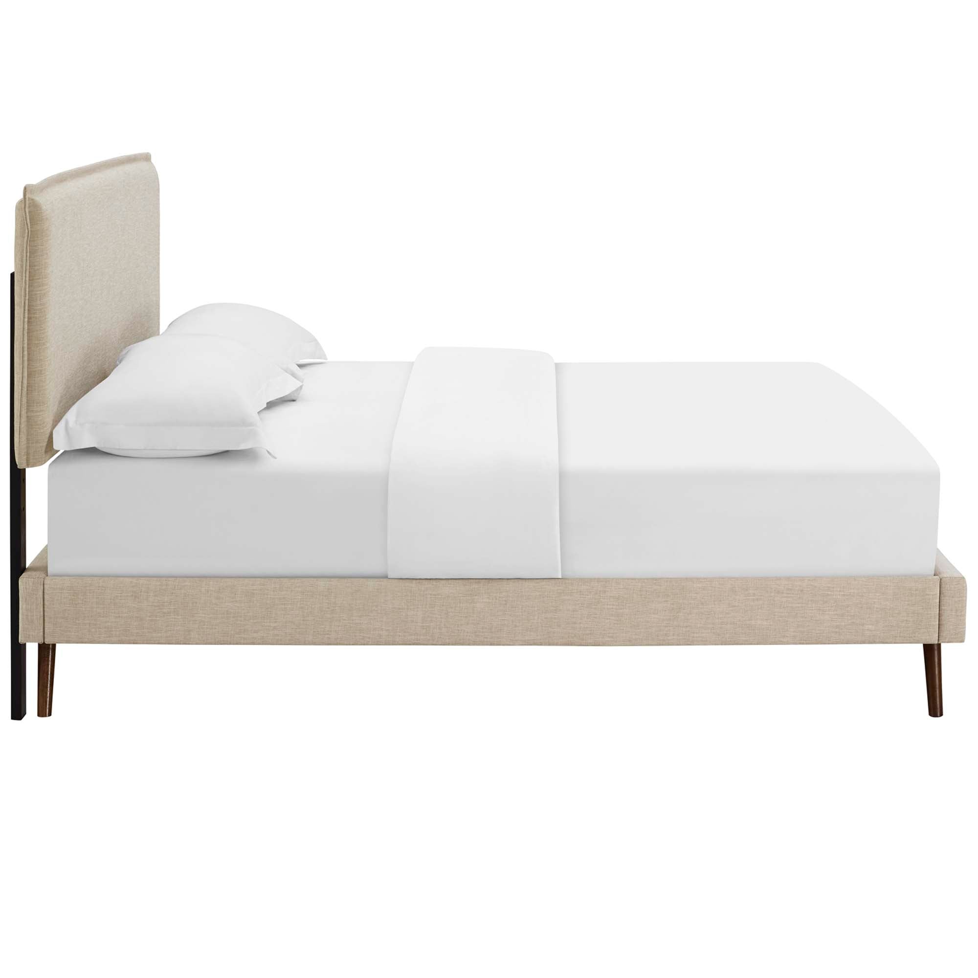 Amaris Fabric Platform Bed with Round Splayed Legs by Modway