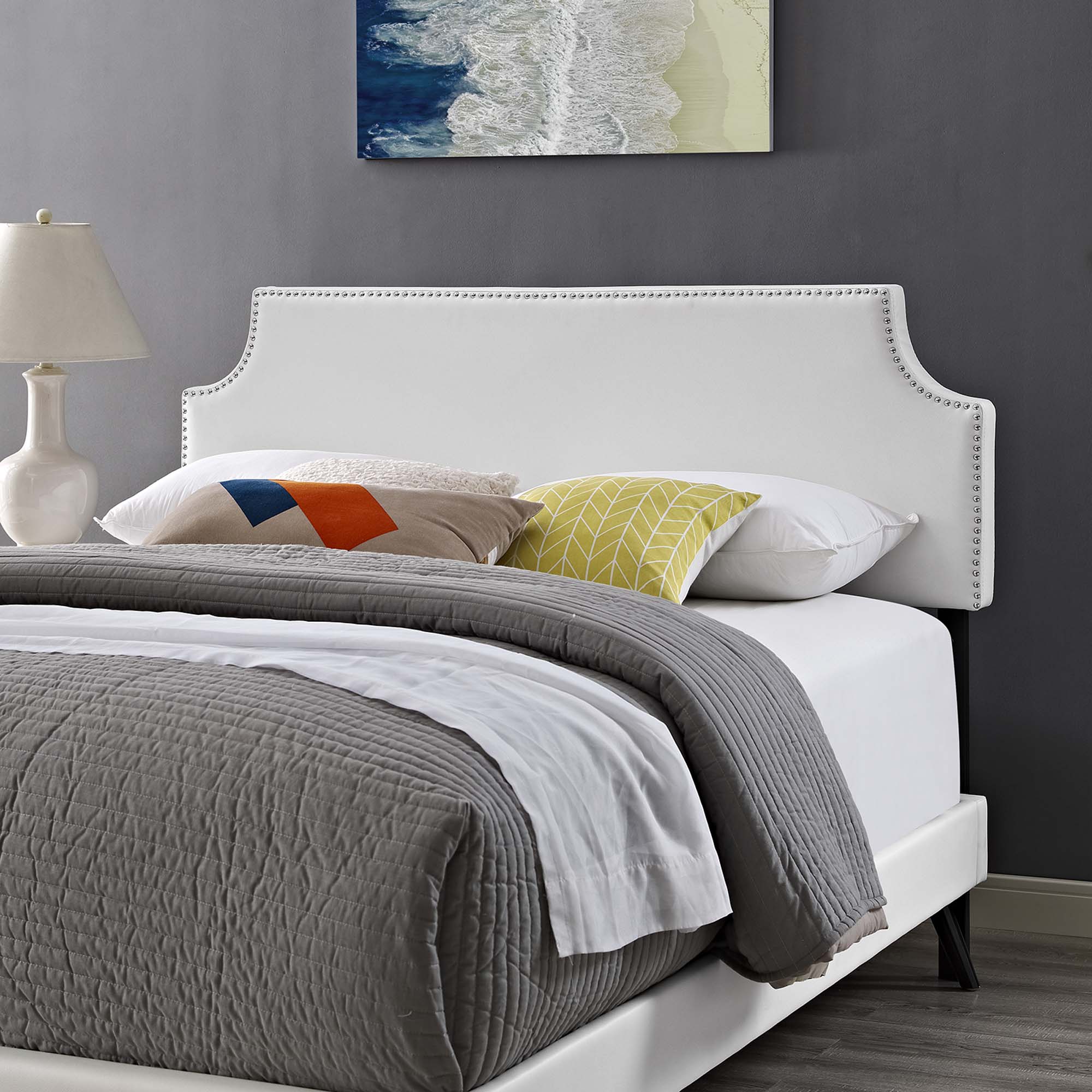 Corene Vinyl Platform Bed with Round Splayed Legs by Modway