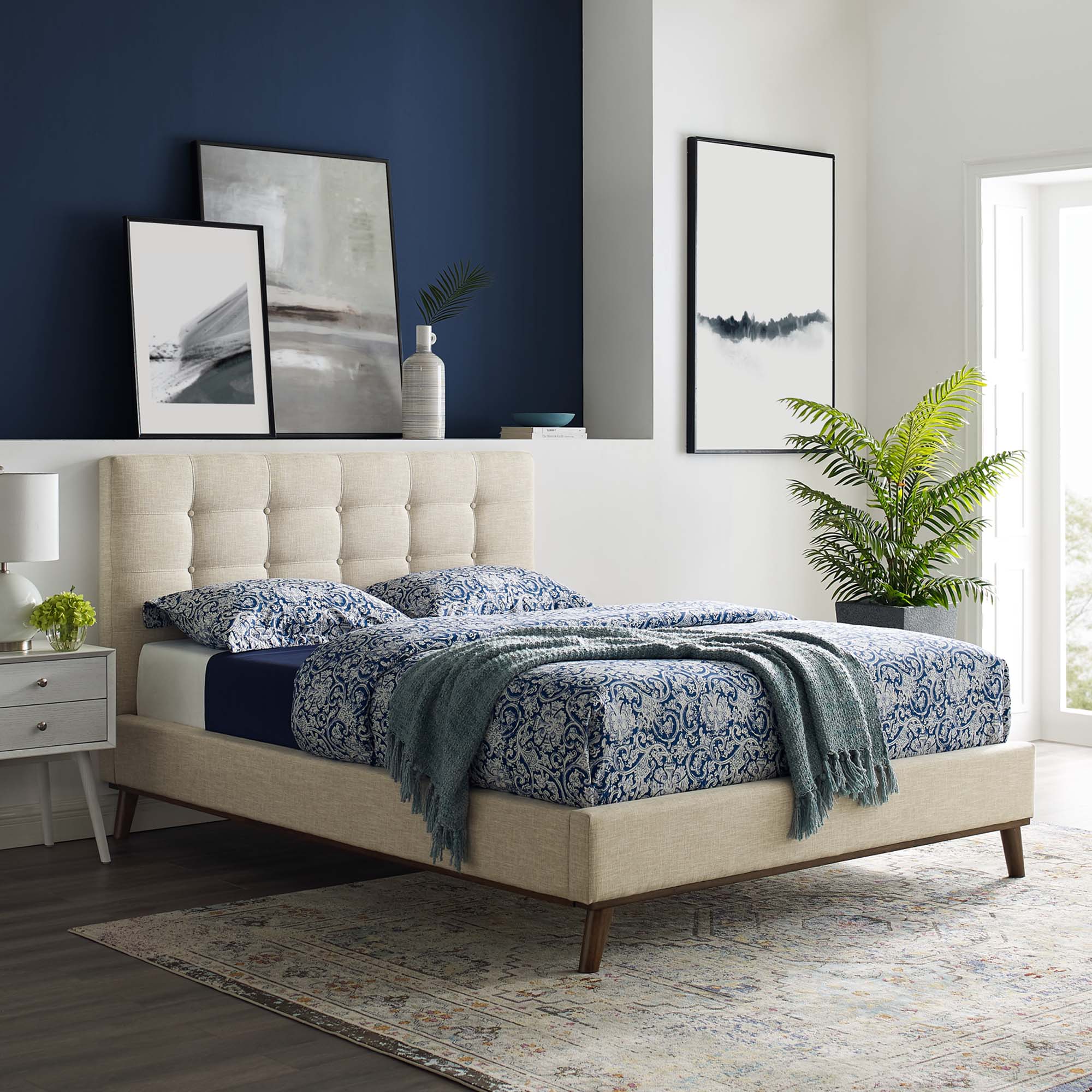 McKenzie Biscuit Tufted Upholstered Fabric Platform Bed by Modway