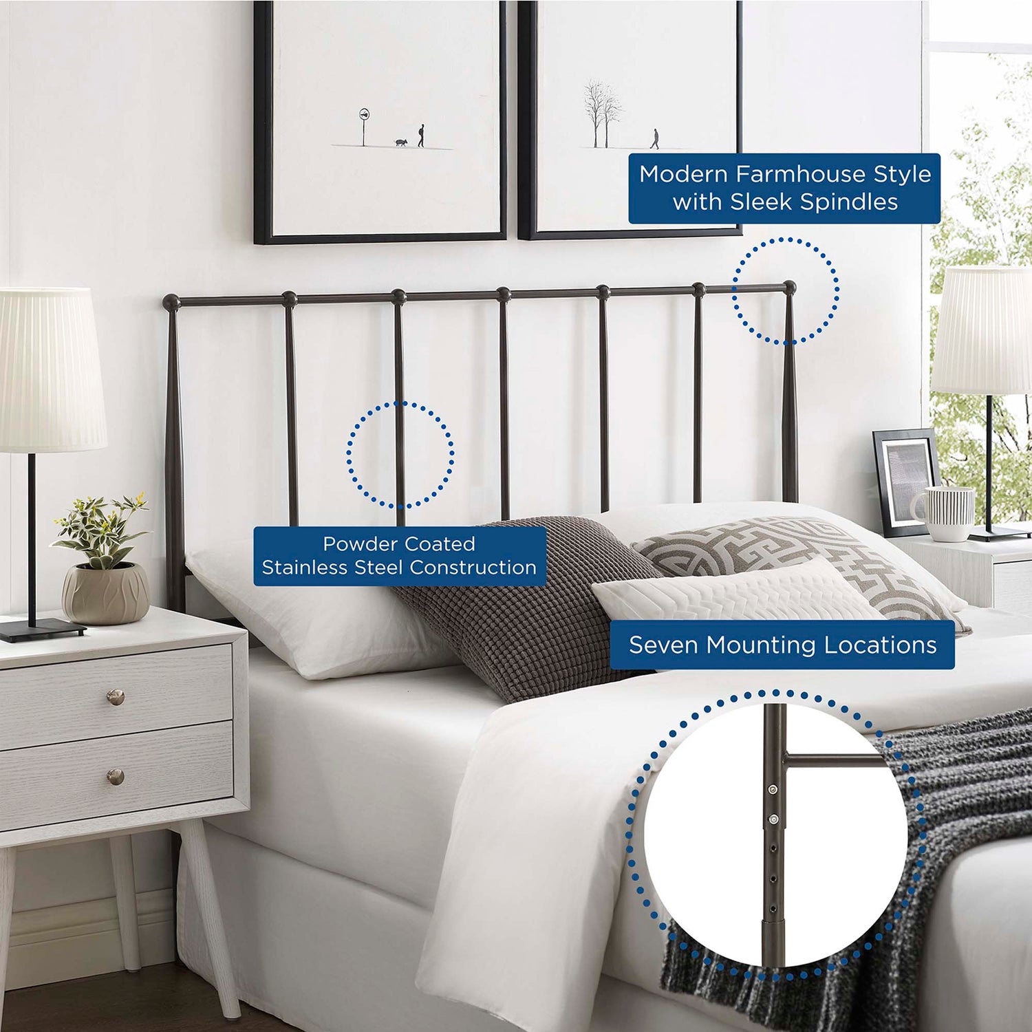 Kiana Metal Stainless Steel Headboard by Modway