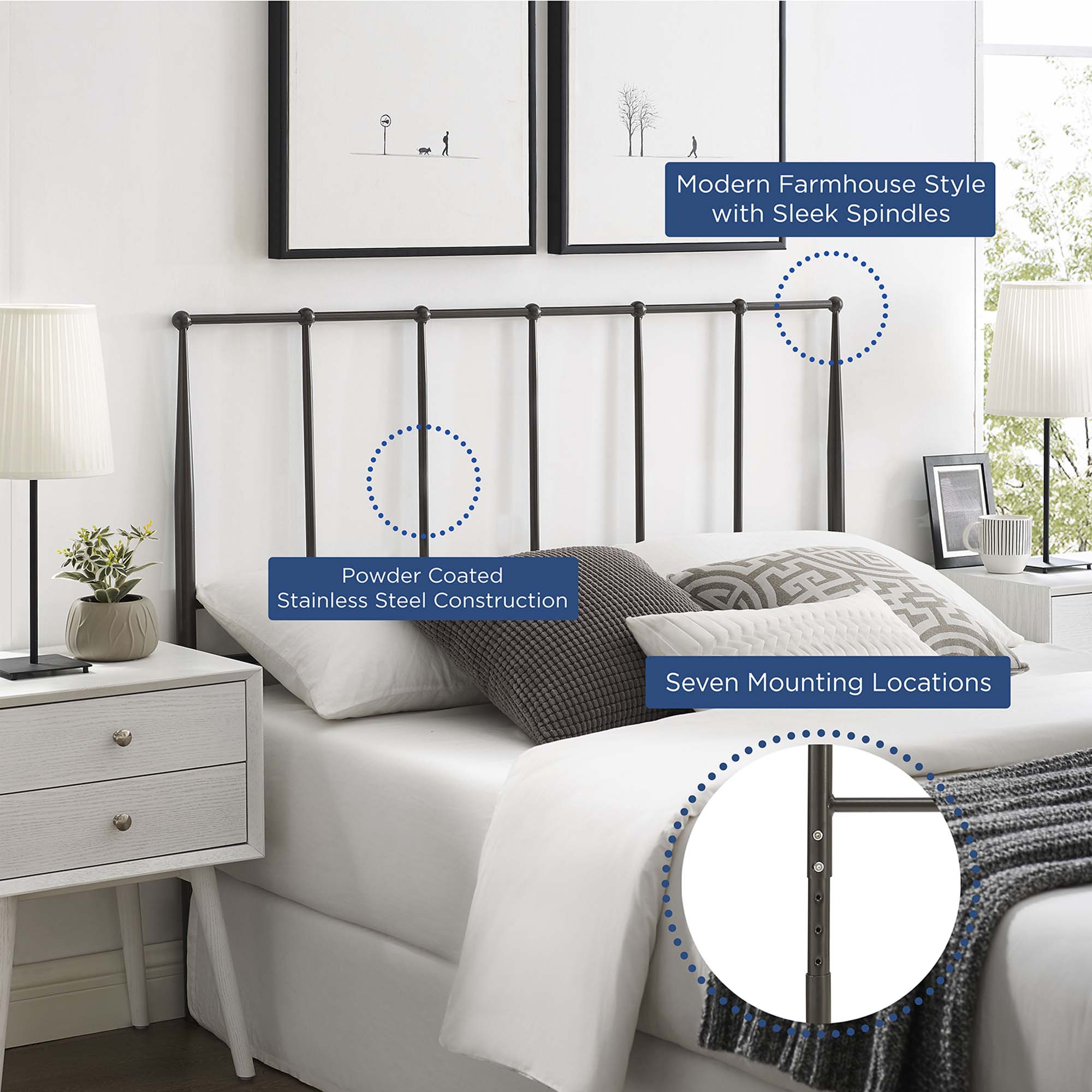 Kiana Metal Stainless Steel Headboard by Modway