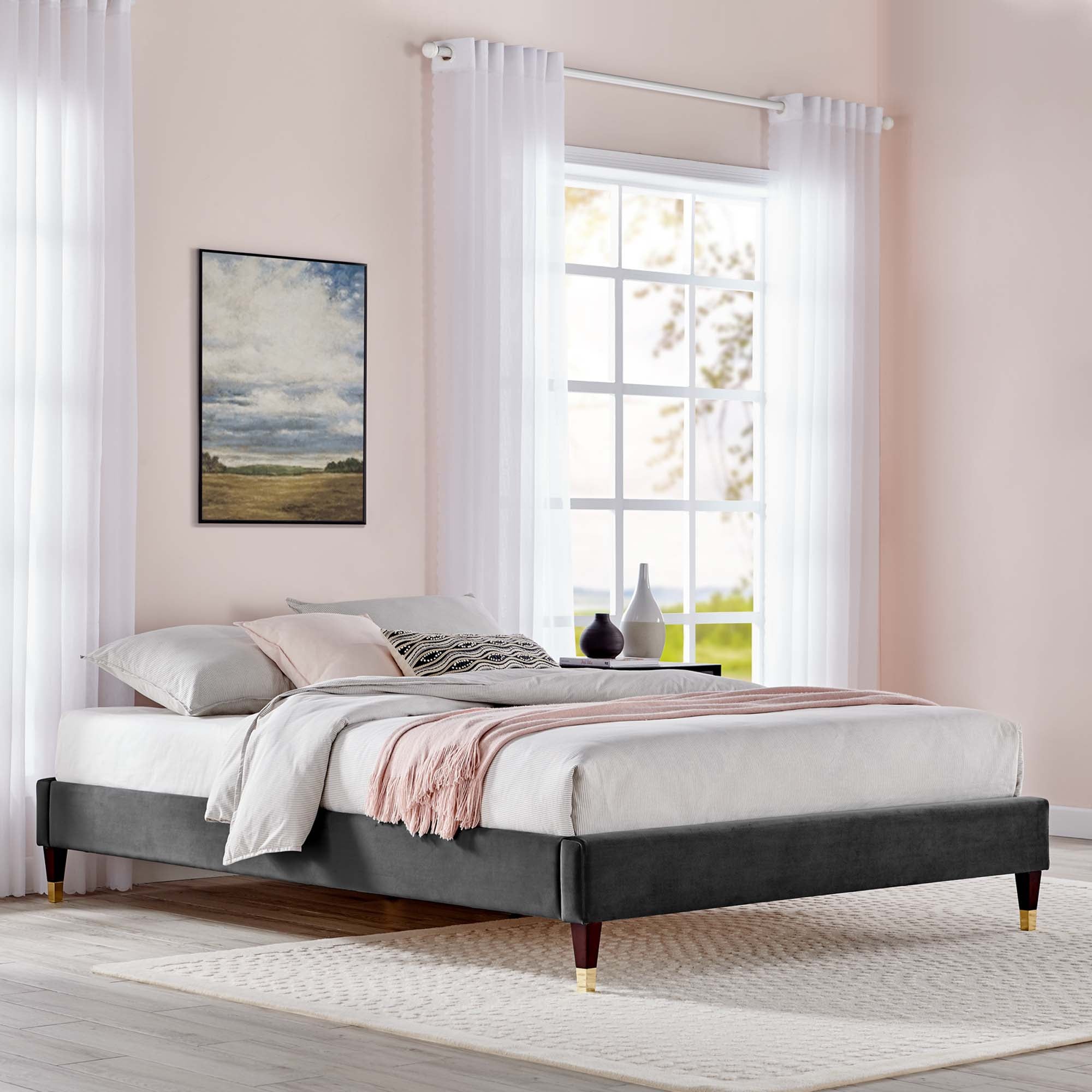 Harlow Performance Velvet Platform Bed Frame by Modway