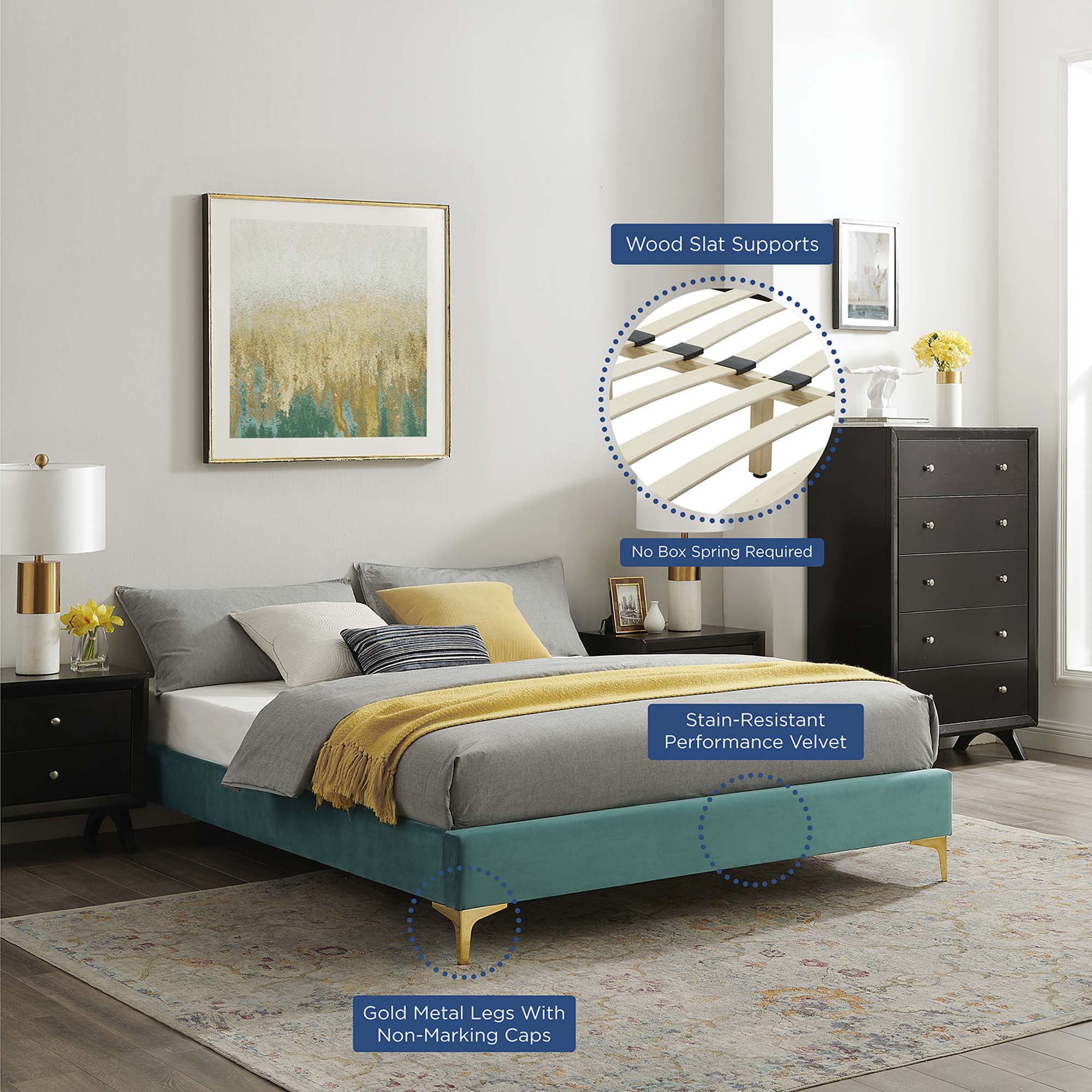 Sutton Performance Velvet Bed Frame by Modway