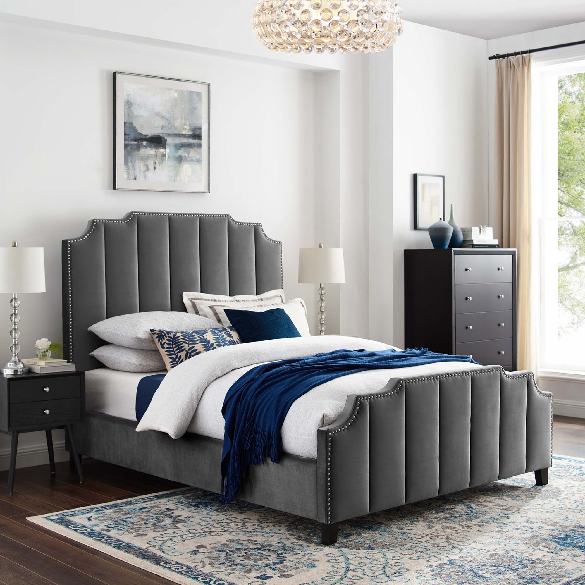 Lucille Performance Velvet Platform Bed by Modway