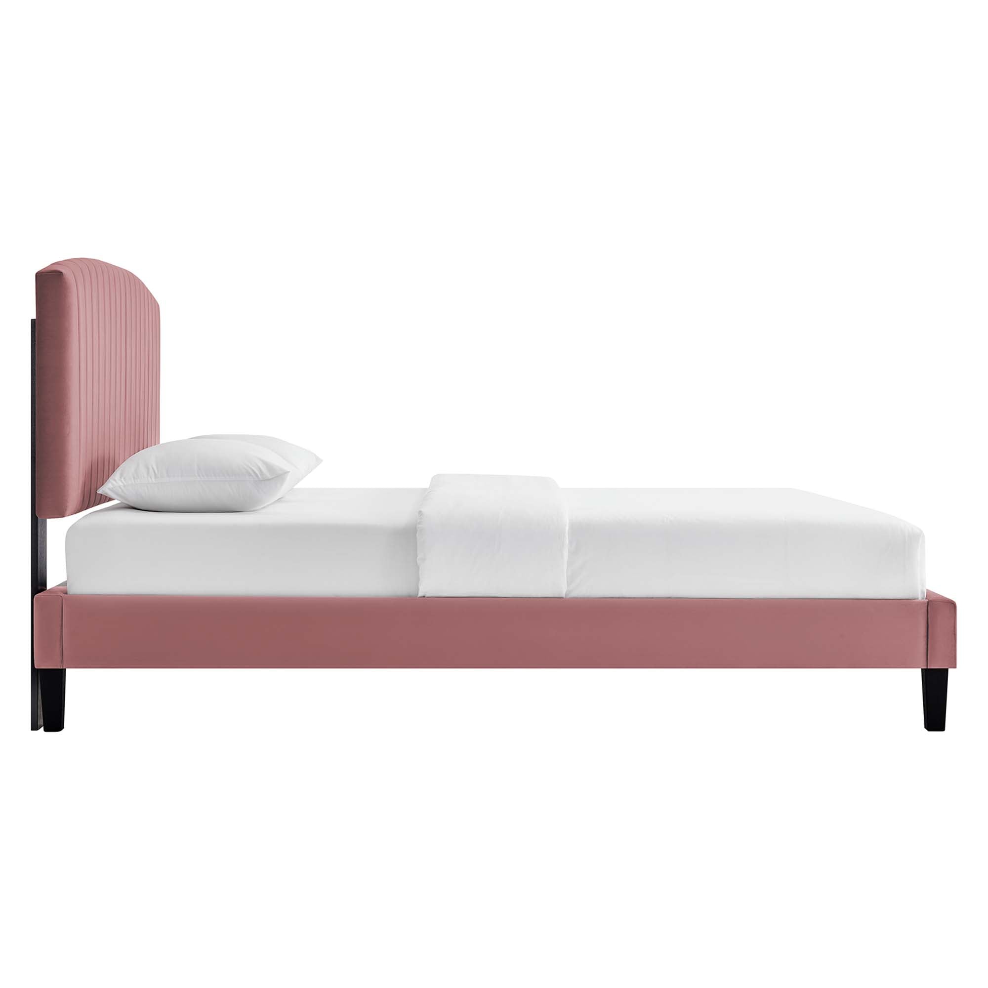 Alessi Performance Velvet Platform Bed With Black Wood Legs by Modway