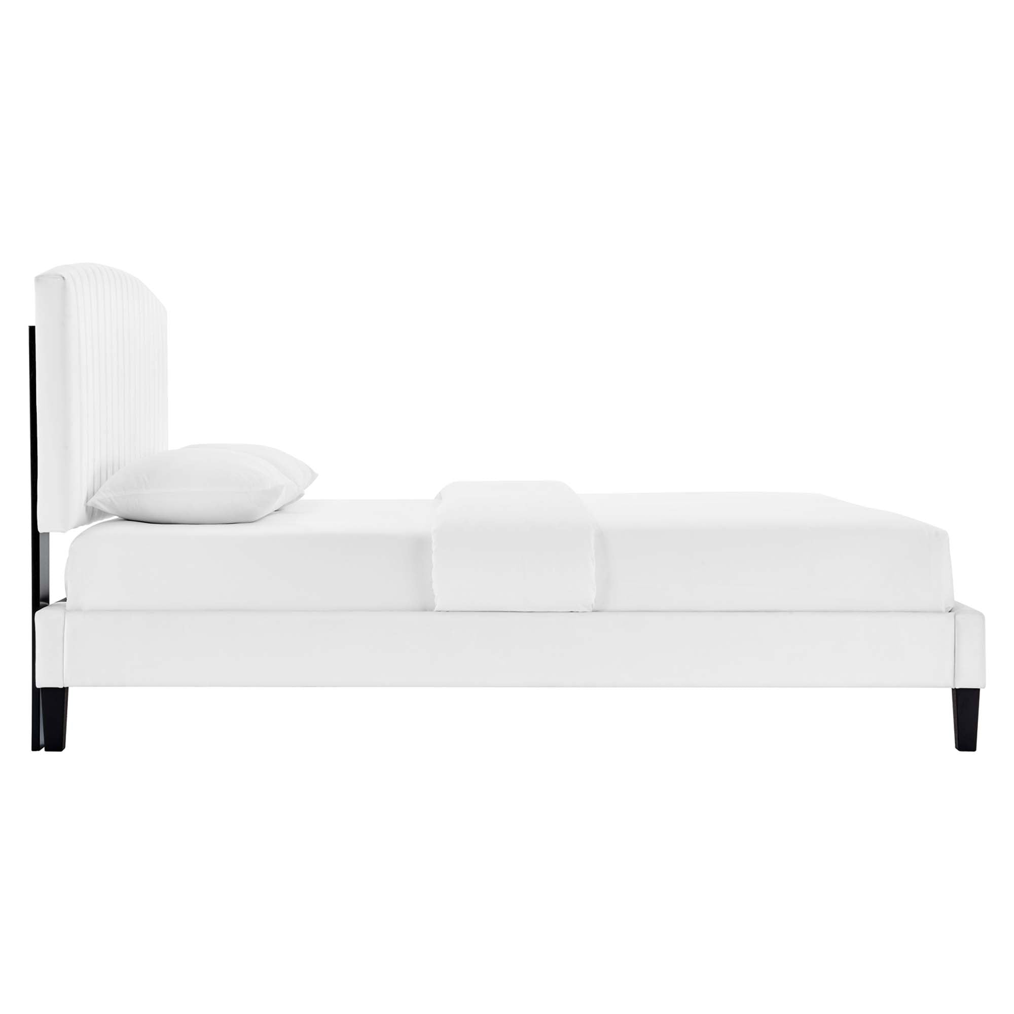 Alessi Performance Velvet Platform Bed With Black Wood Legs by Modway