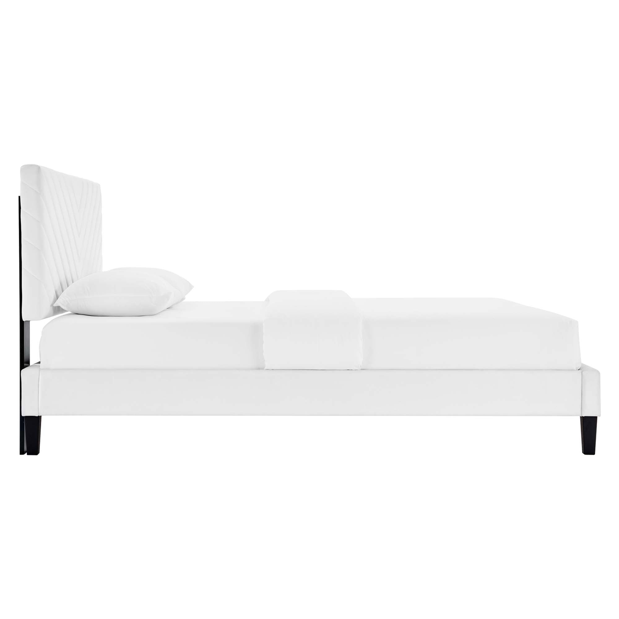 Roxanne Performance Velvet Platform Bed With Black Wood Legs by Modway